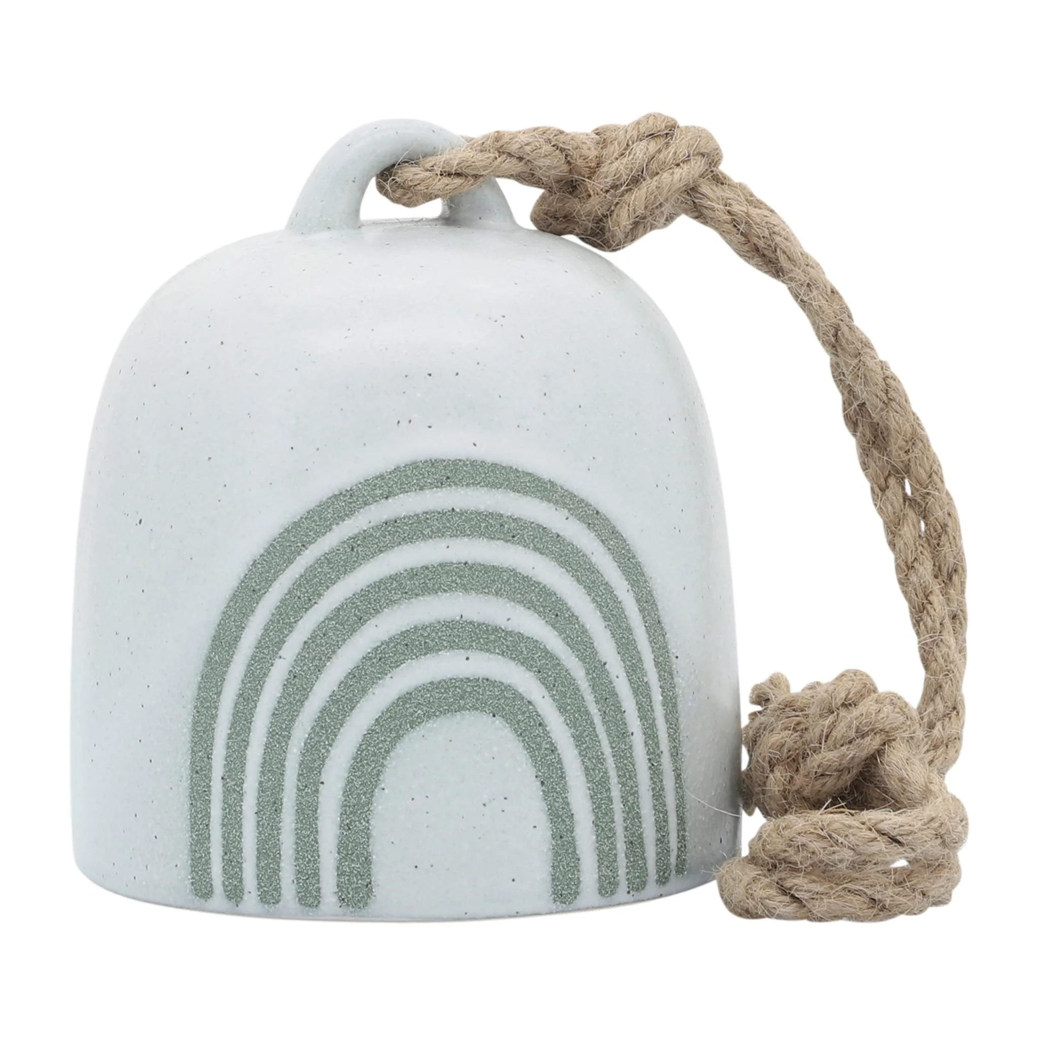 Cer, 4" Hanging Bell Rainbow, White/green - Image 2