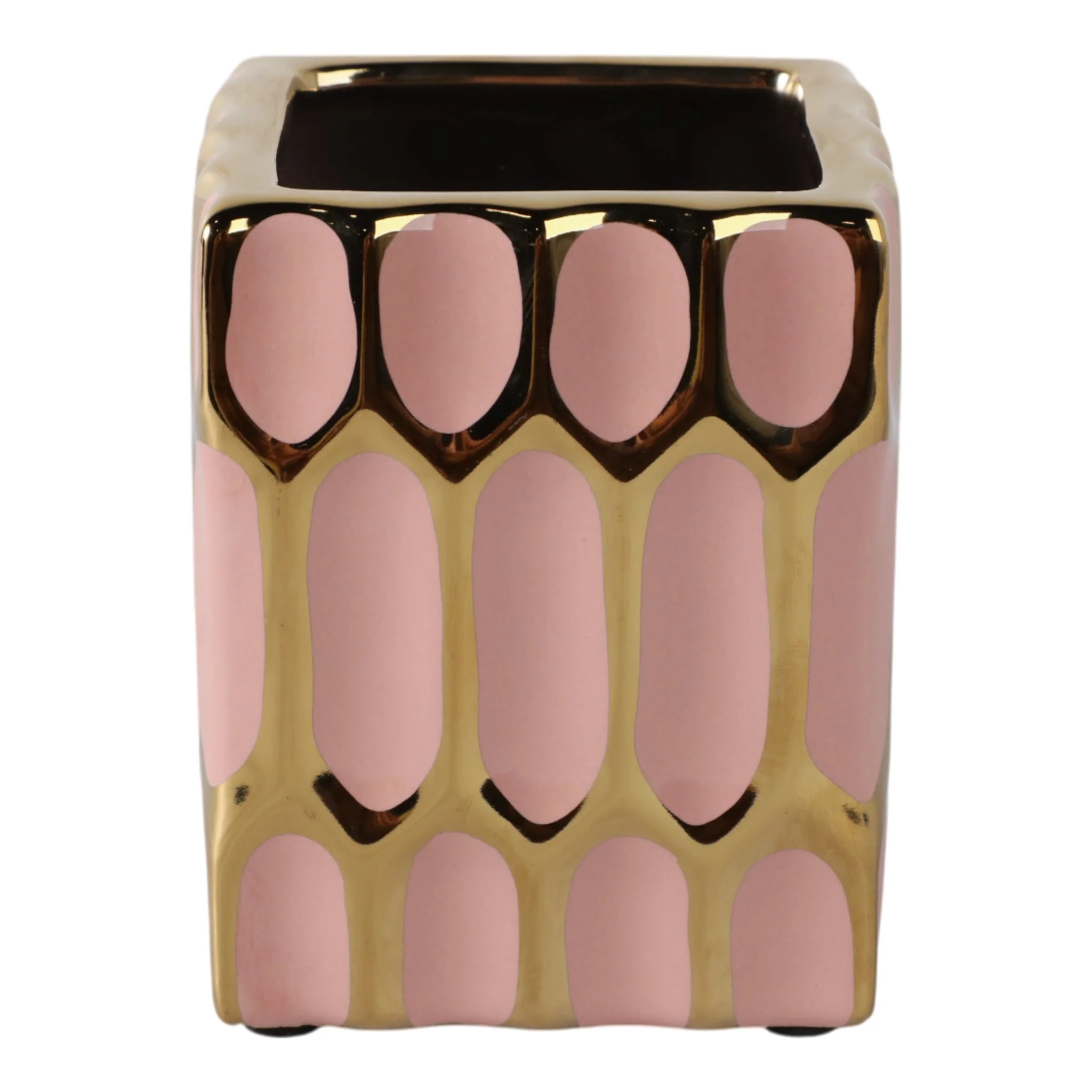 Cer, 4"h Pen Holder, Blush/gold - Image 4