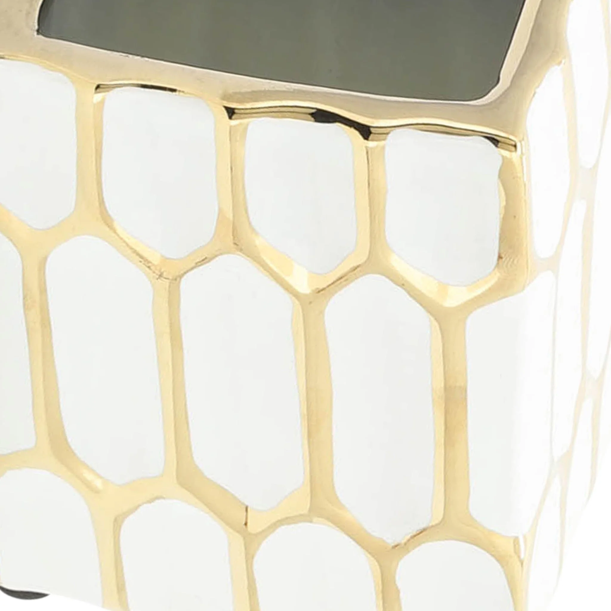 Cer, 4"h Pen Holder, White/gold - Image 7