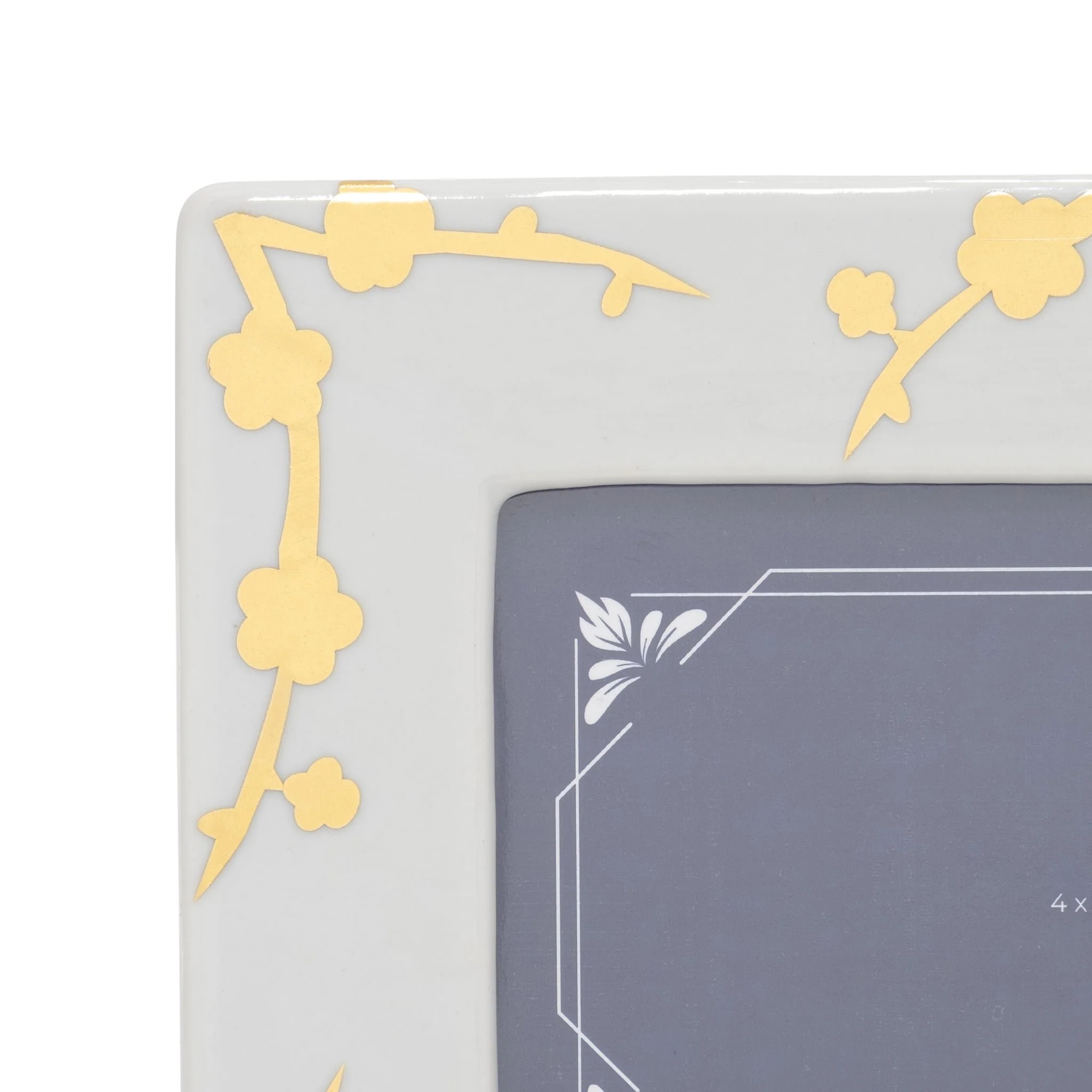 Cer, 4x6 Cherry Blossom Photo Frame, Gold/white - Image 4