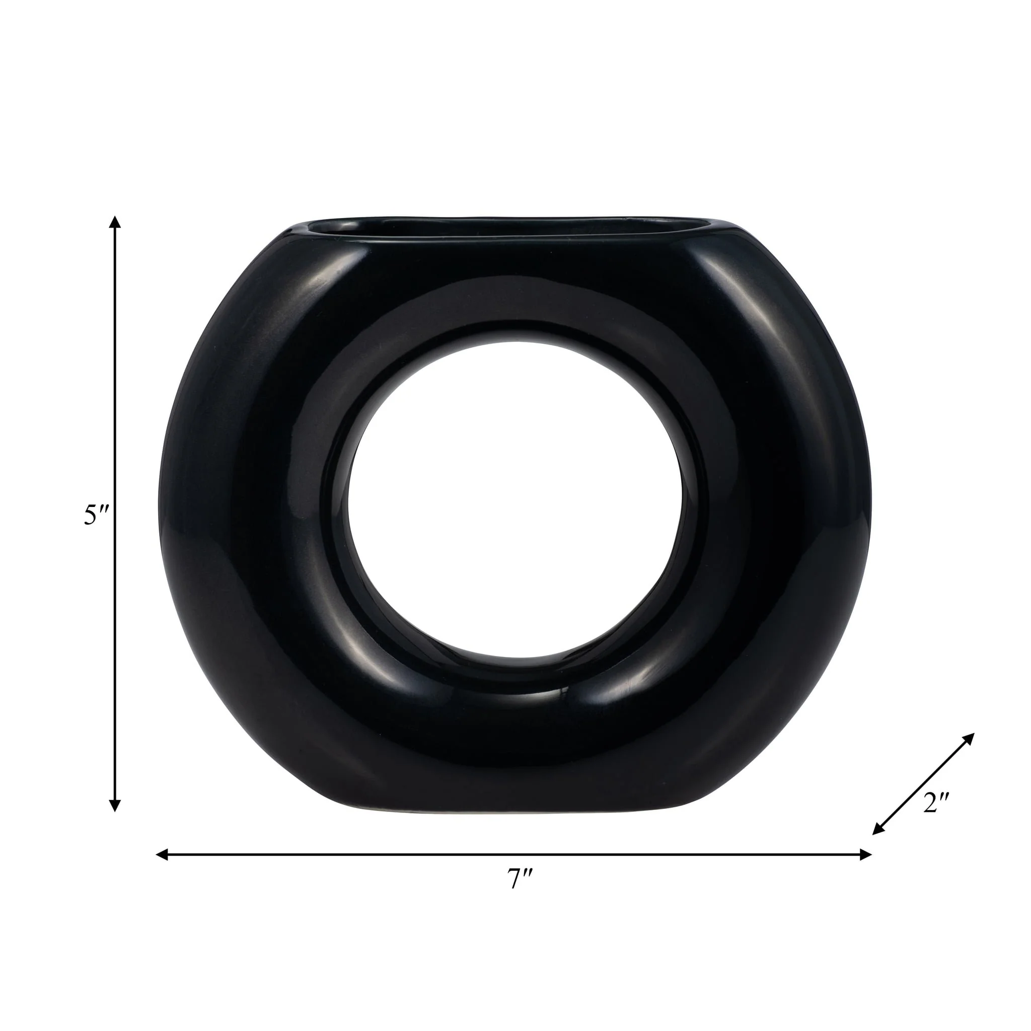Cer, 5" Donut Vase, Navy - Image 8