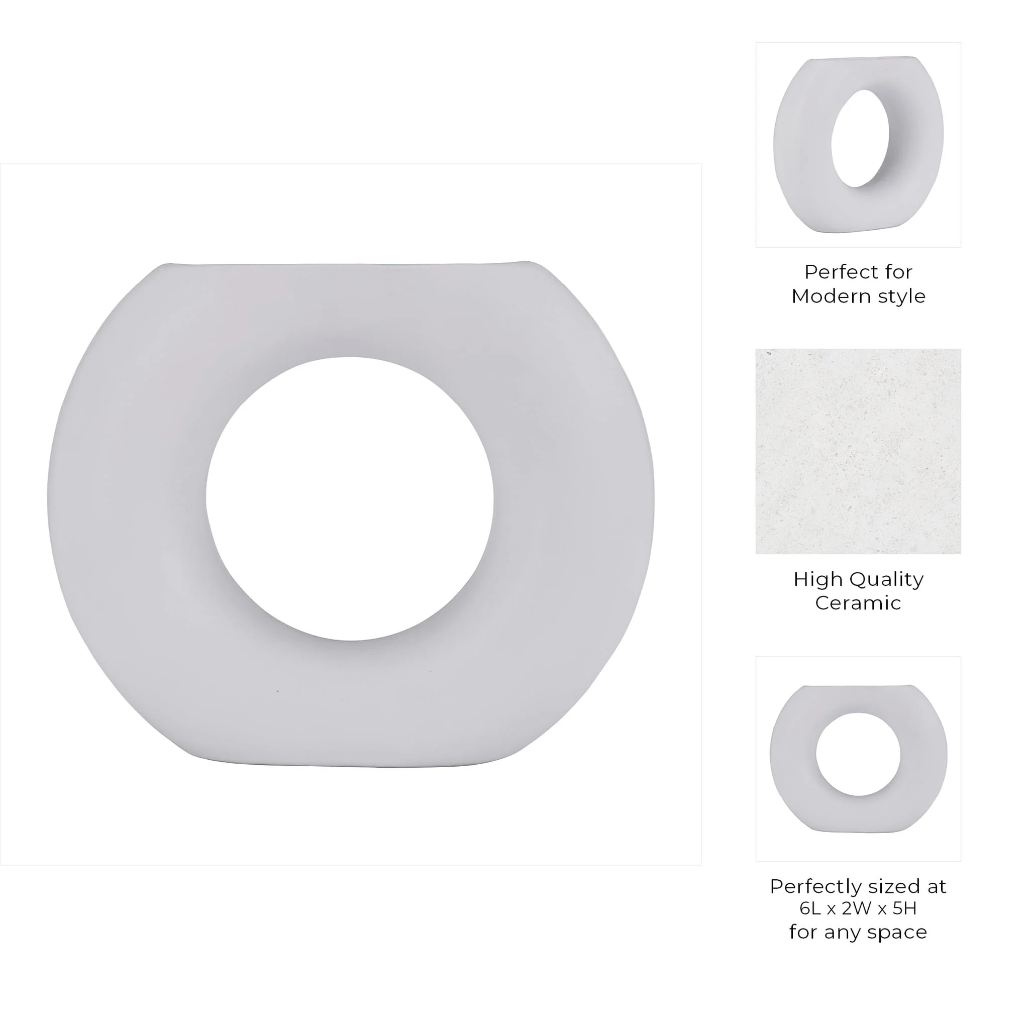 Cer, 5" Donut Vase, White - Image 9