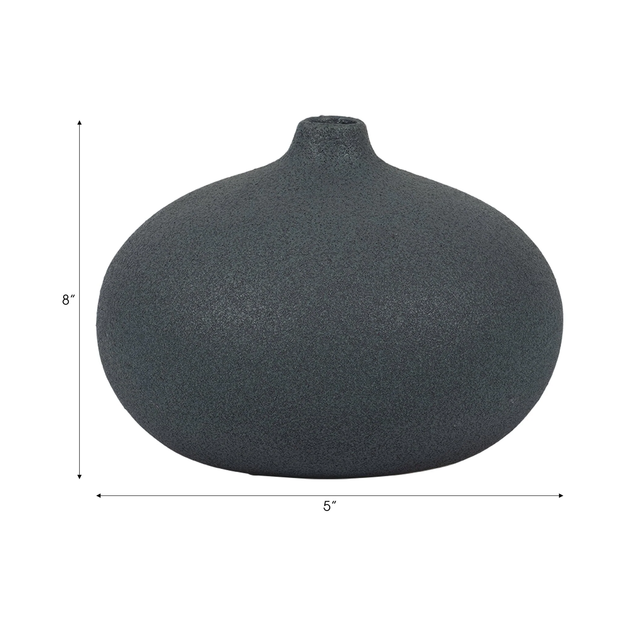 Cer, 5" Round Volcanic Vase, Denim Navy Blue - Image 8