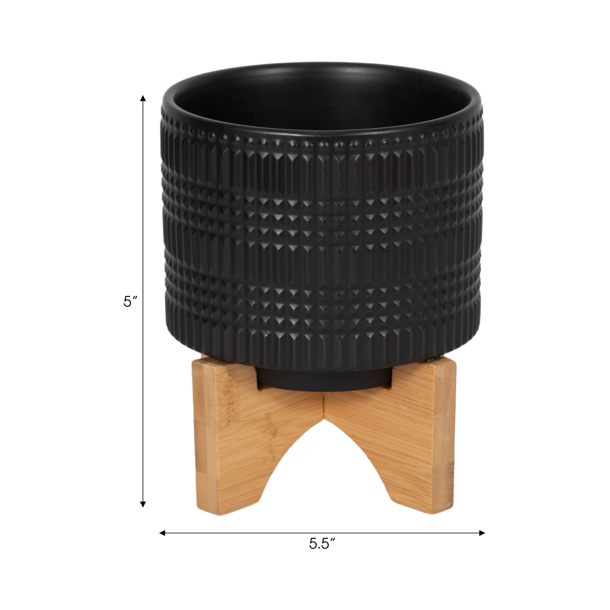 Cer, 5" Tribal Planter W/ Stand, Black - Image 9