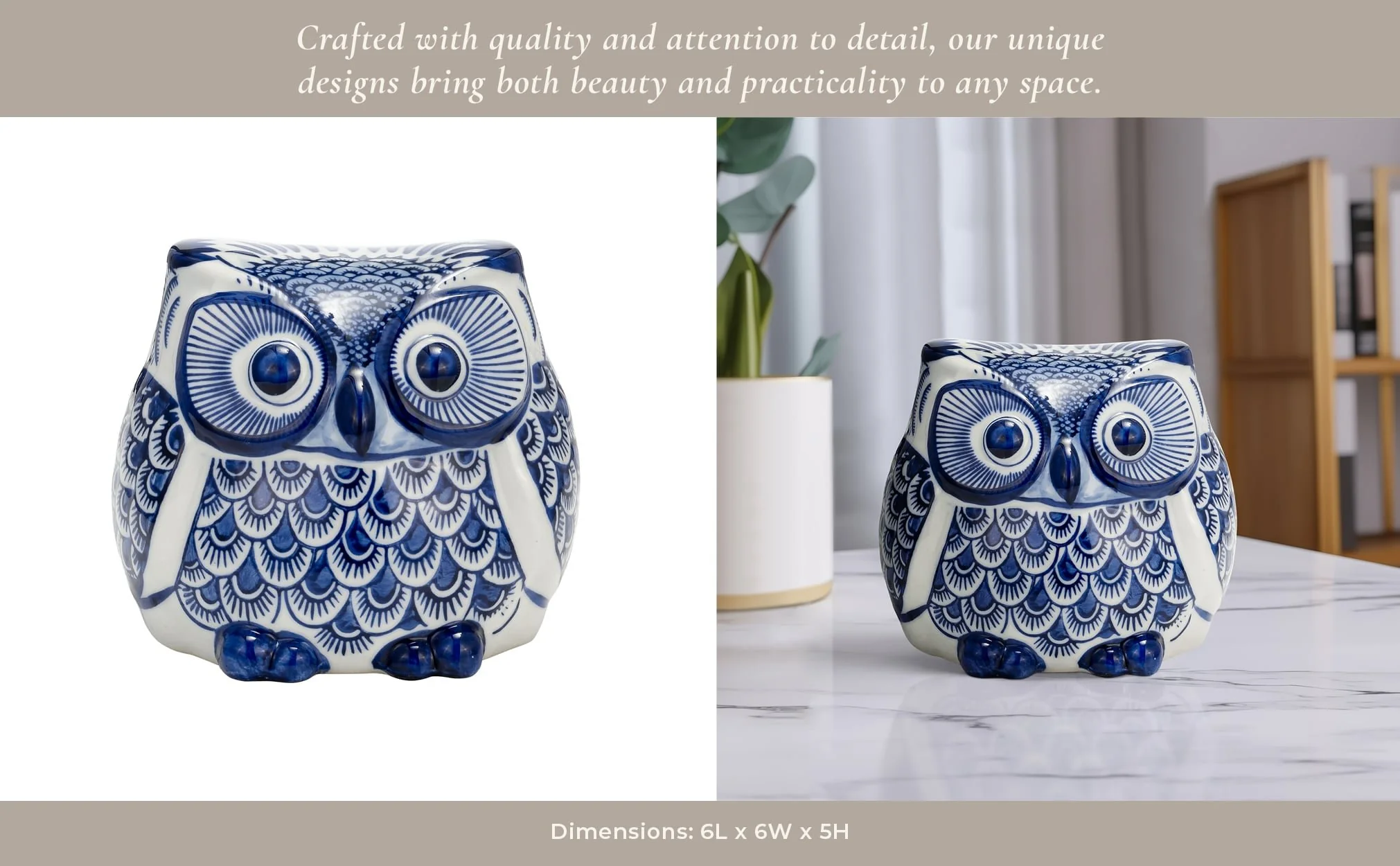 Cer, 5"h Chinoiserie Owl, Blue/white - Image 11