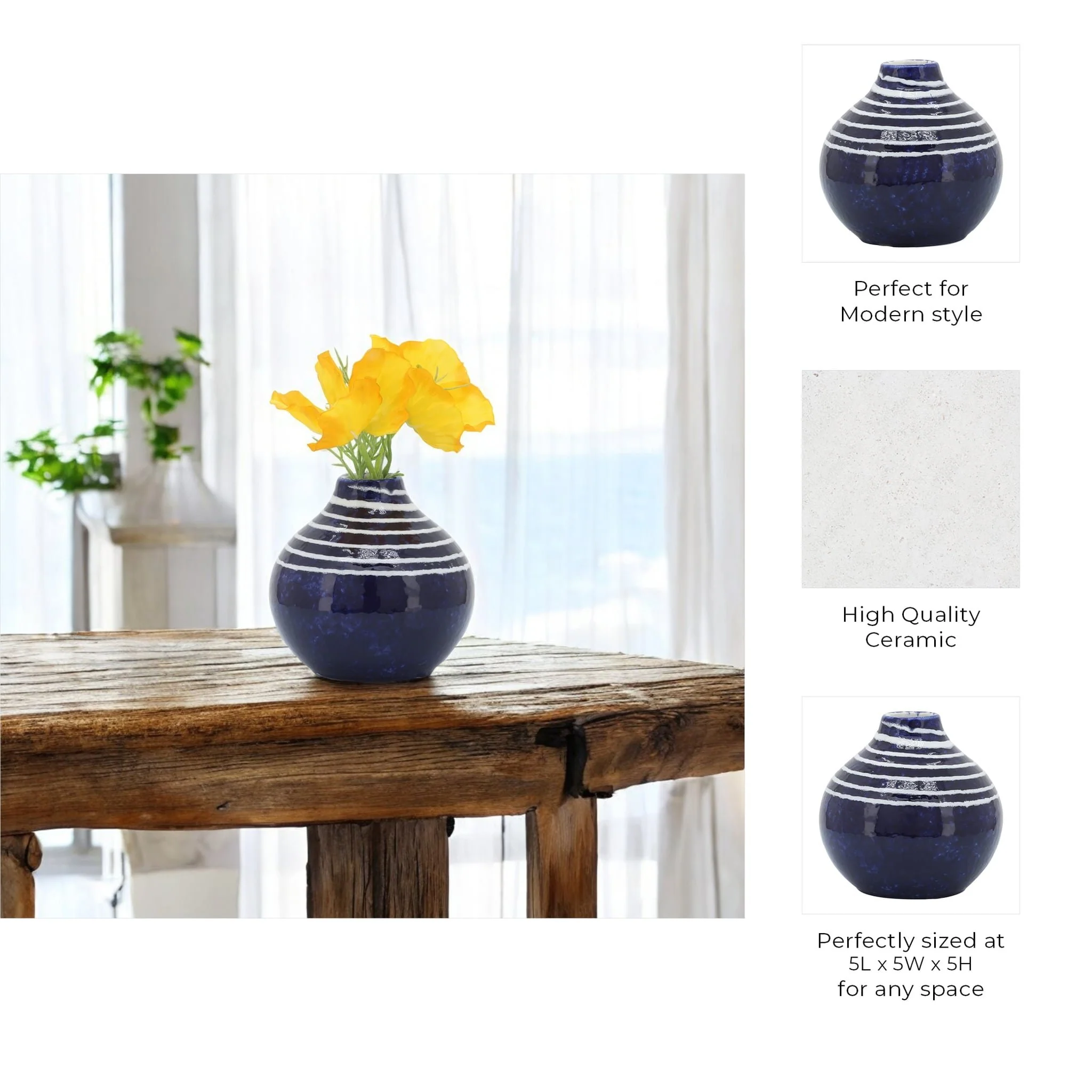 Cer, 5"h Primeval Vase, Blue - Image 8