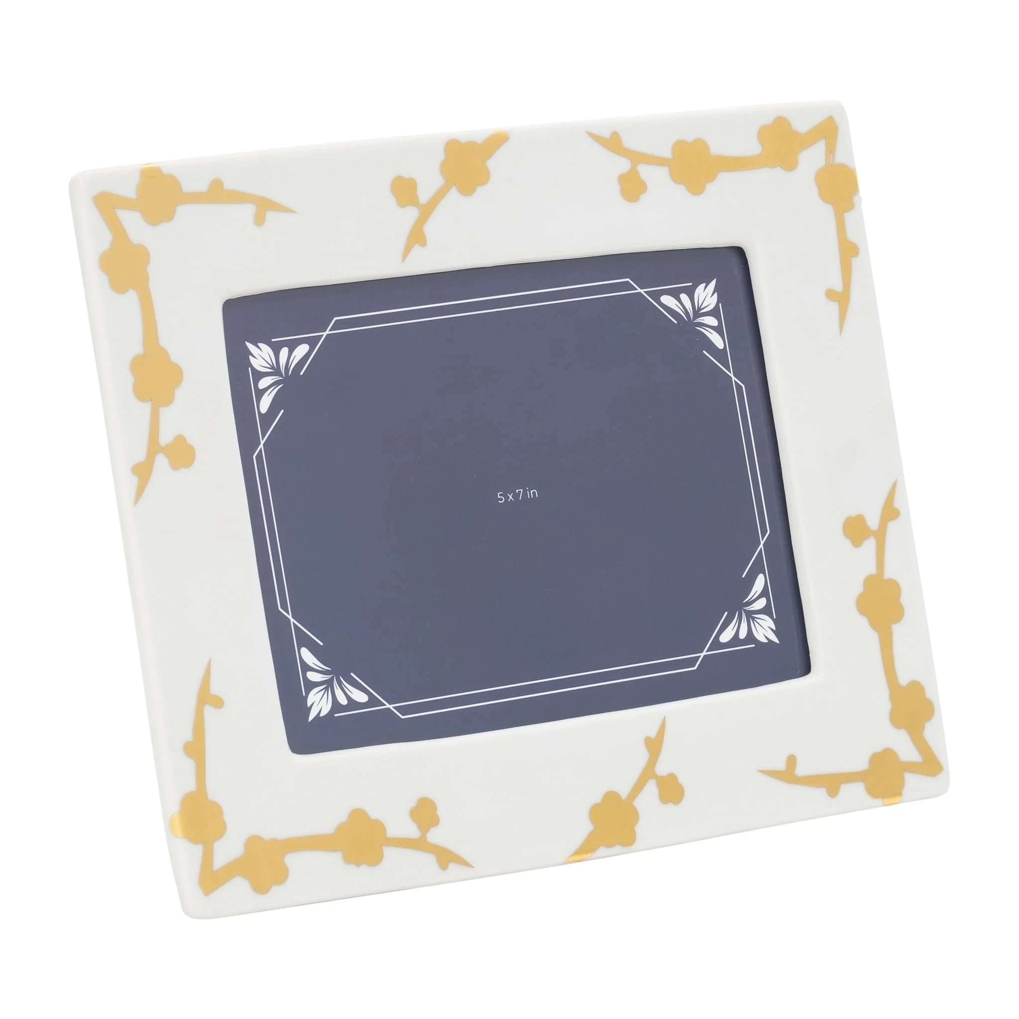 Cer, 5x7 Cherry Blossom Photo Frame, Gold/white - Image 2