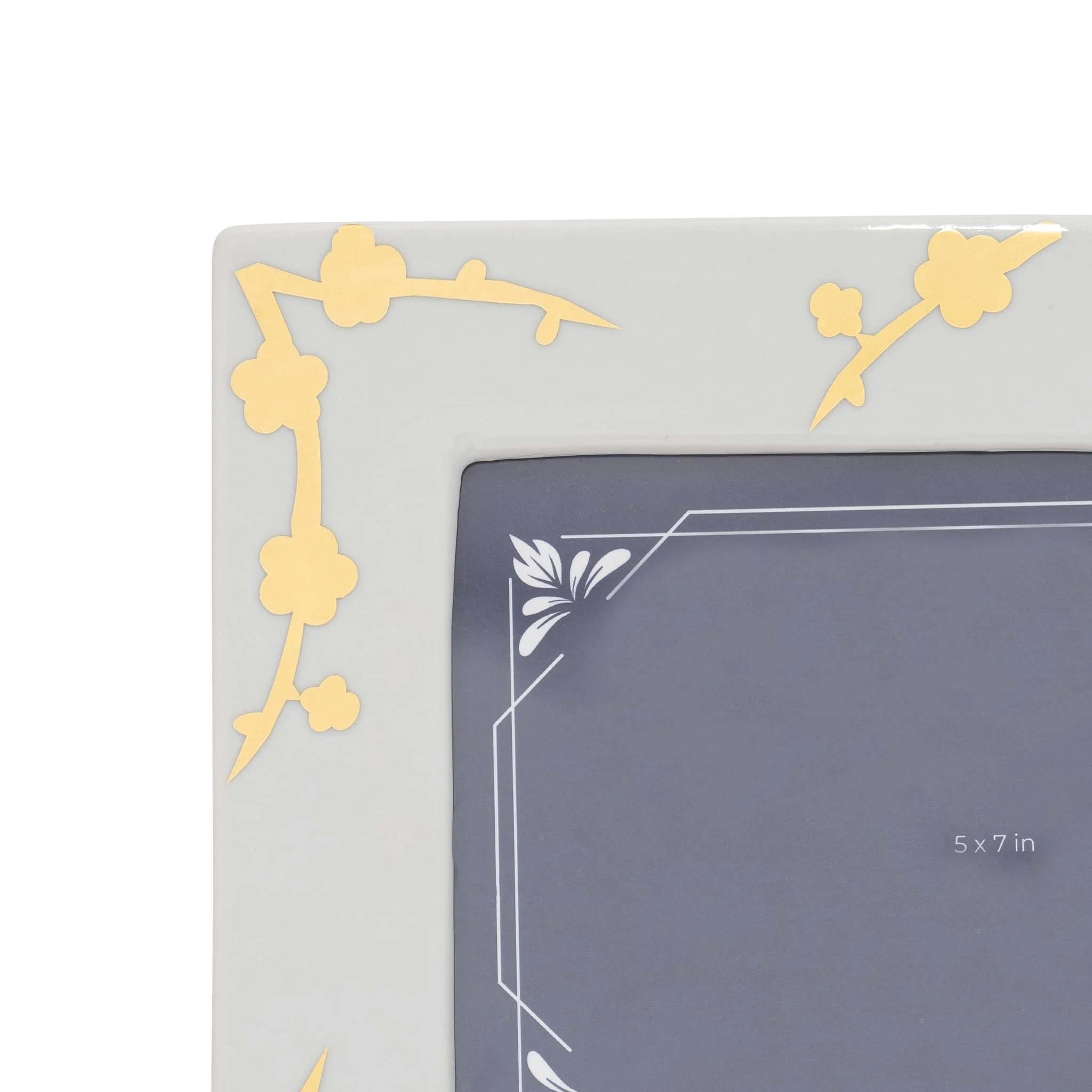 Cer, 5x7 Cherry Blossom Photo Frame, Gold/white - Image 4
