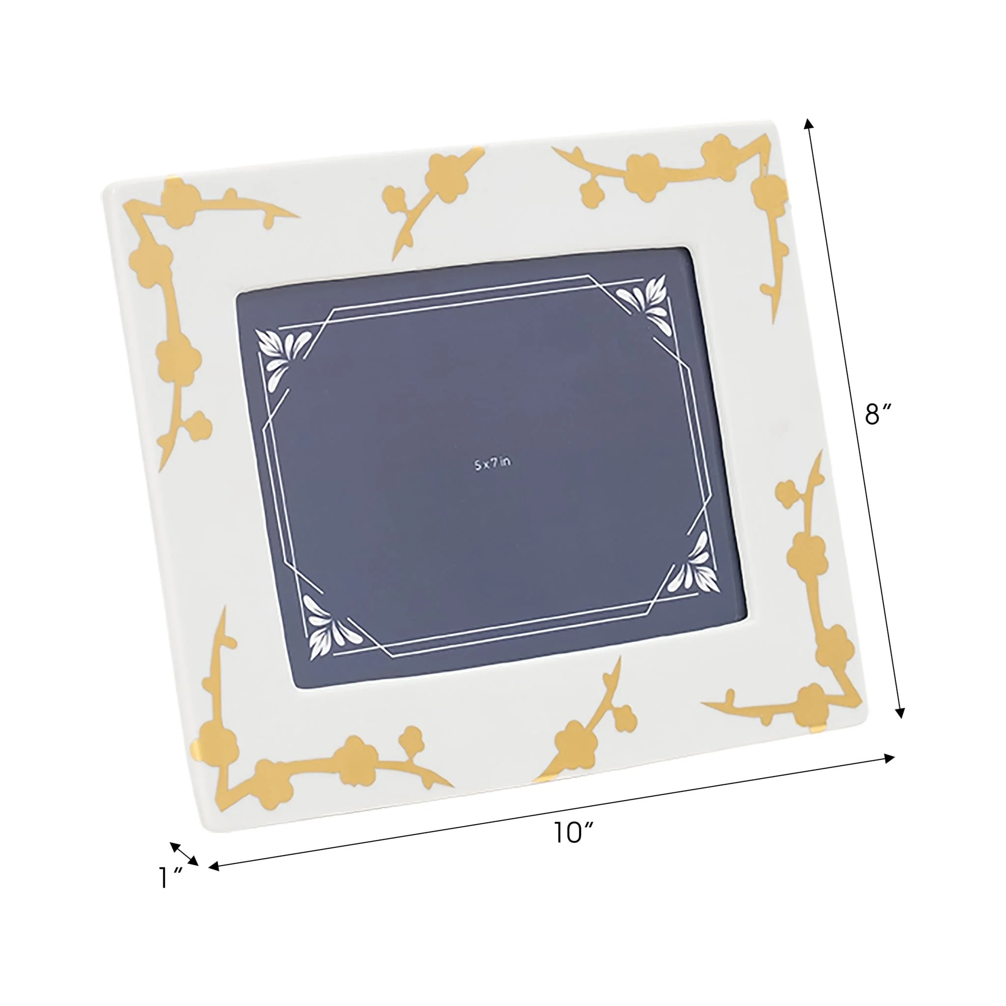 Cer, 5x7 Cherry Blossom Photo Frame, Gold/white - Image 7