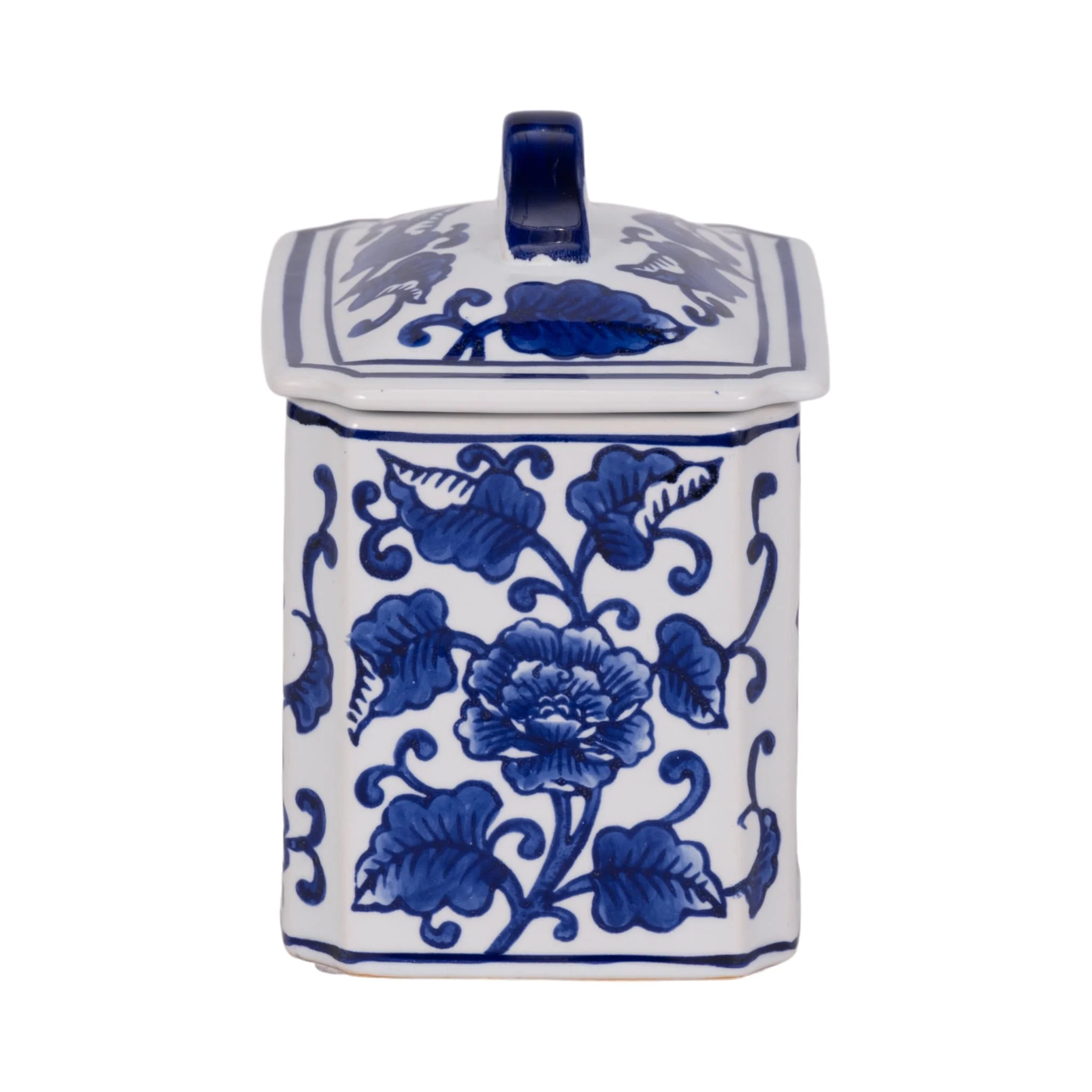 Cer, 6" 13oz Rect Chinoiserie Candle W/lid,blu/wht - Image 4