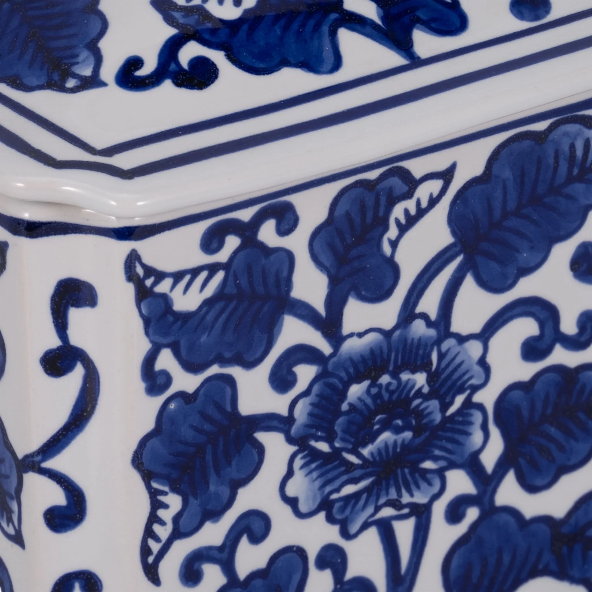 Cer, 6" 13oz Rect Chinoiserie Candle W/lid,blu/wht - Image 5