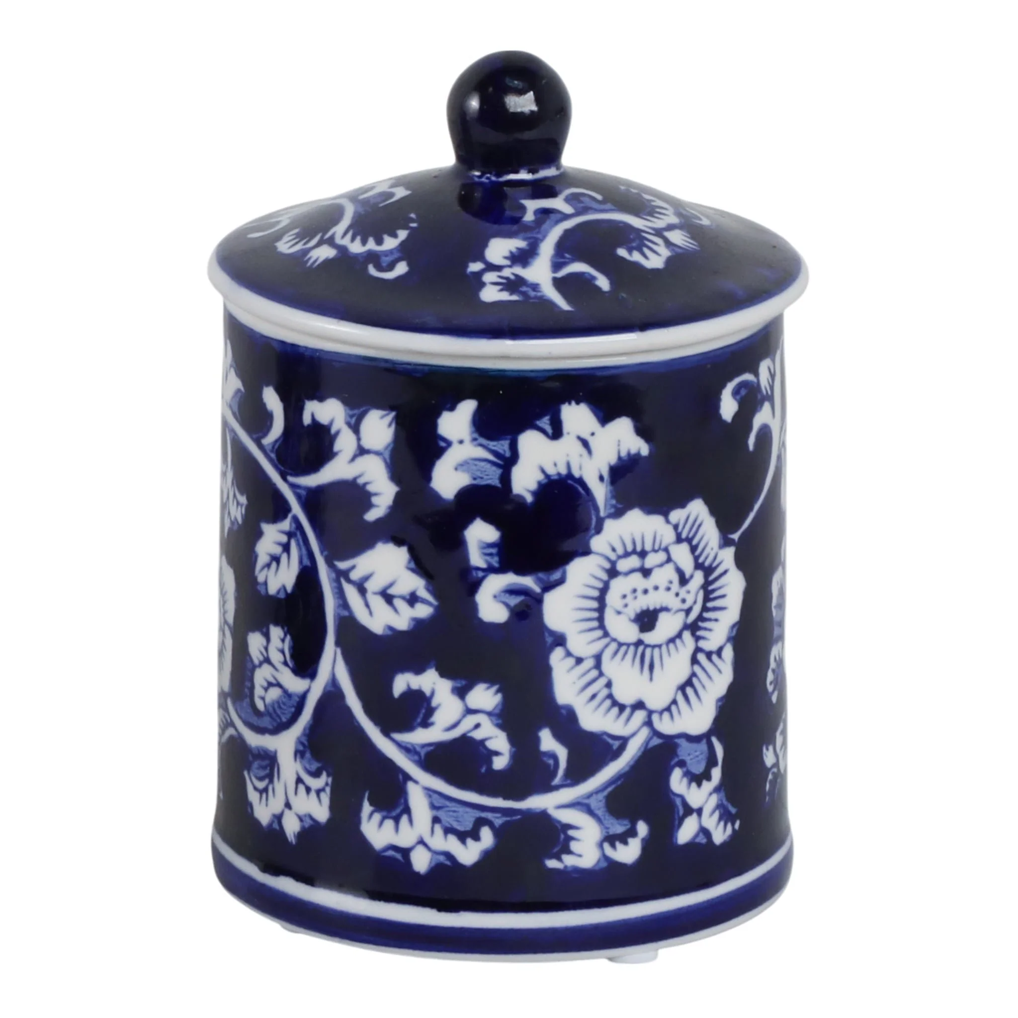 Cer, 6" 8oz Chinoiserie Scntd Candle W/lid,blu/wht - Image 2