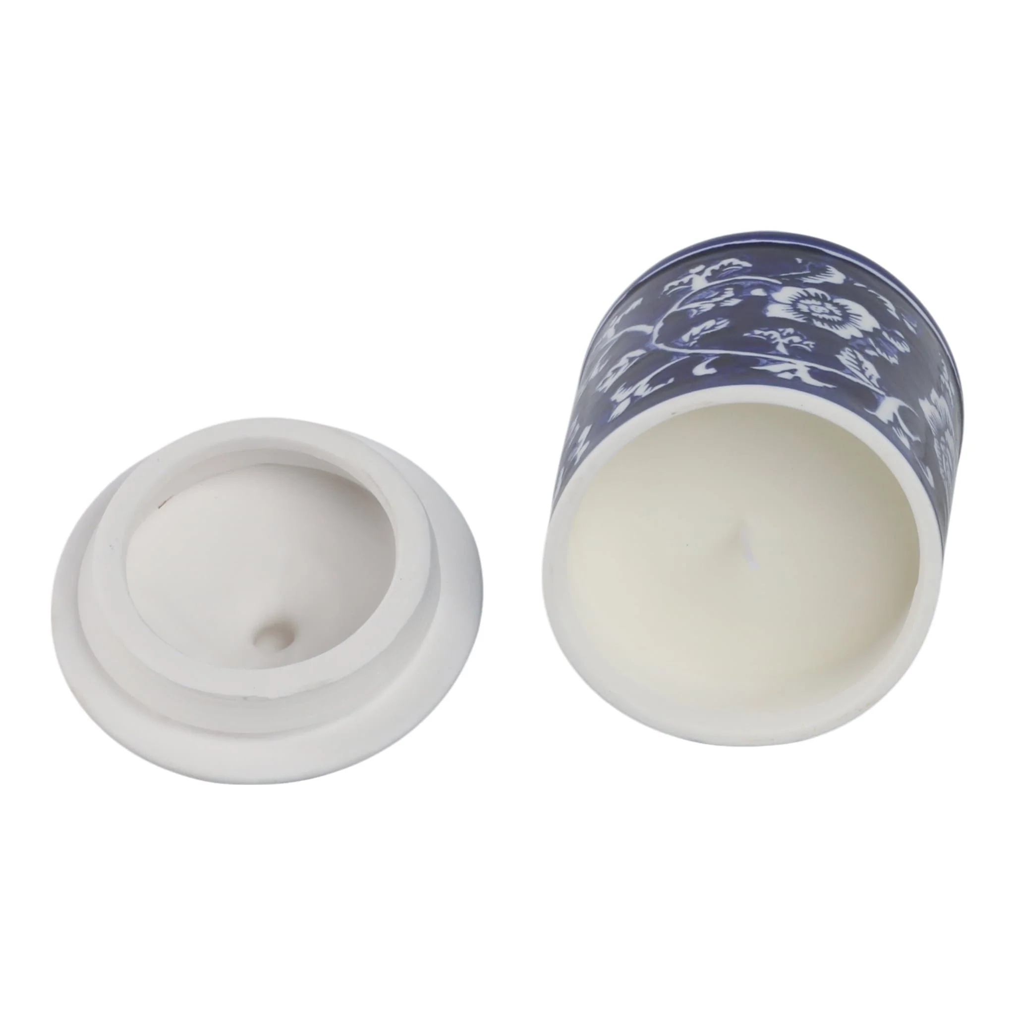 Cer, 6" 8oz Chinoiserie Scntd Candle W/lid,blu/wht - Image 5