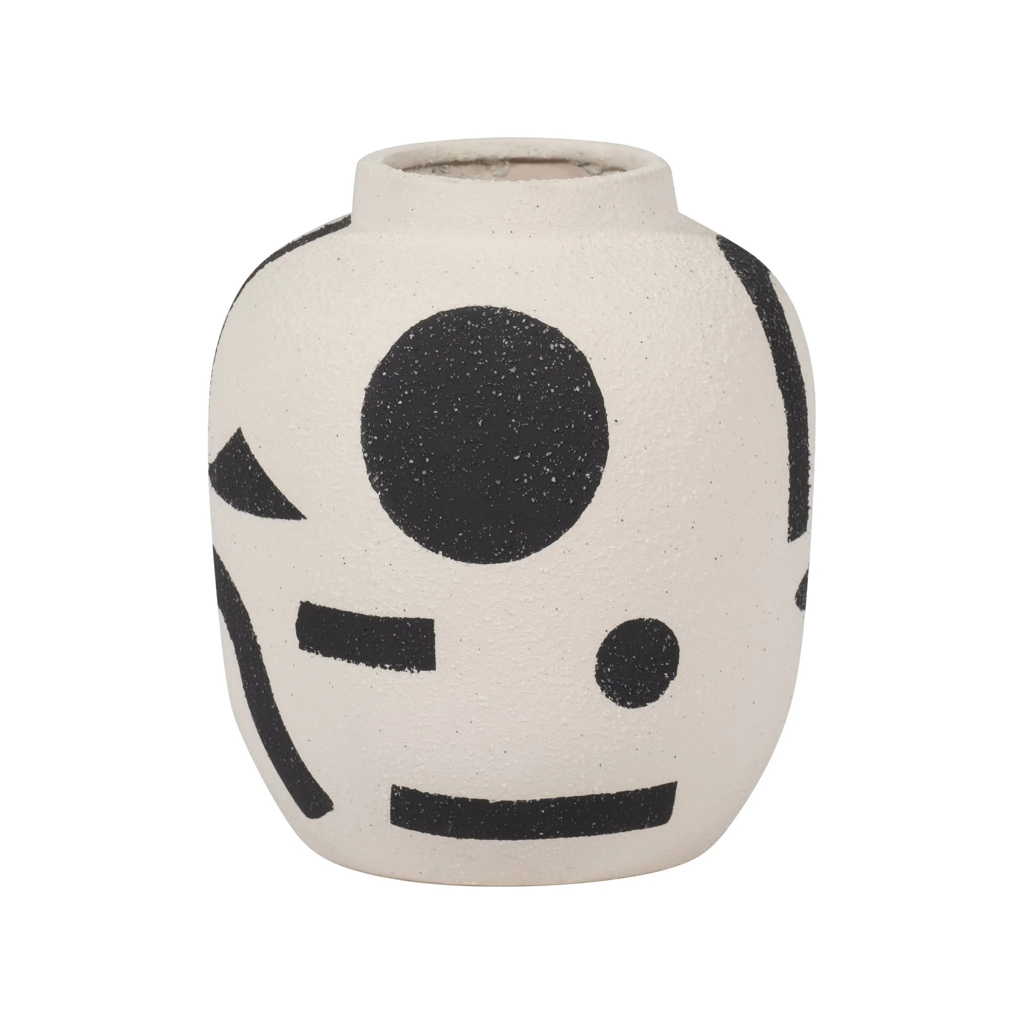Cer, 6" Funky Bulbous Vase, Ivory/black - Image 4