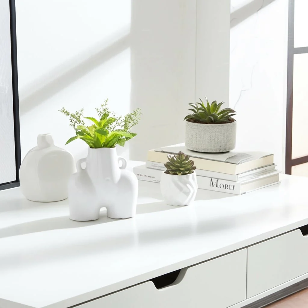 Cer, 6" Half Body Vase, White - Image 11