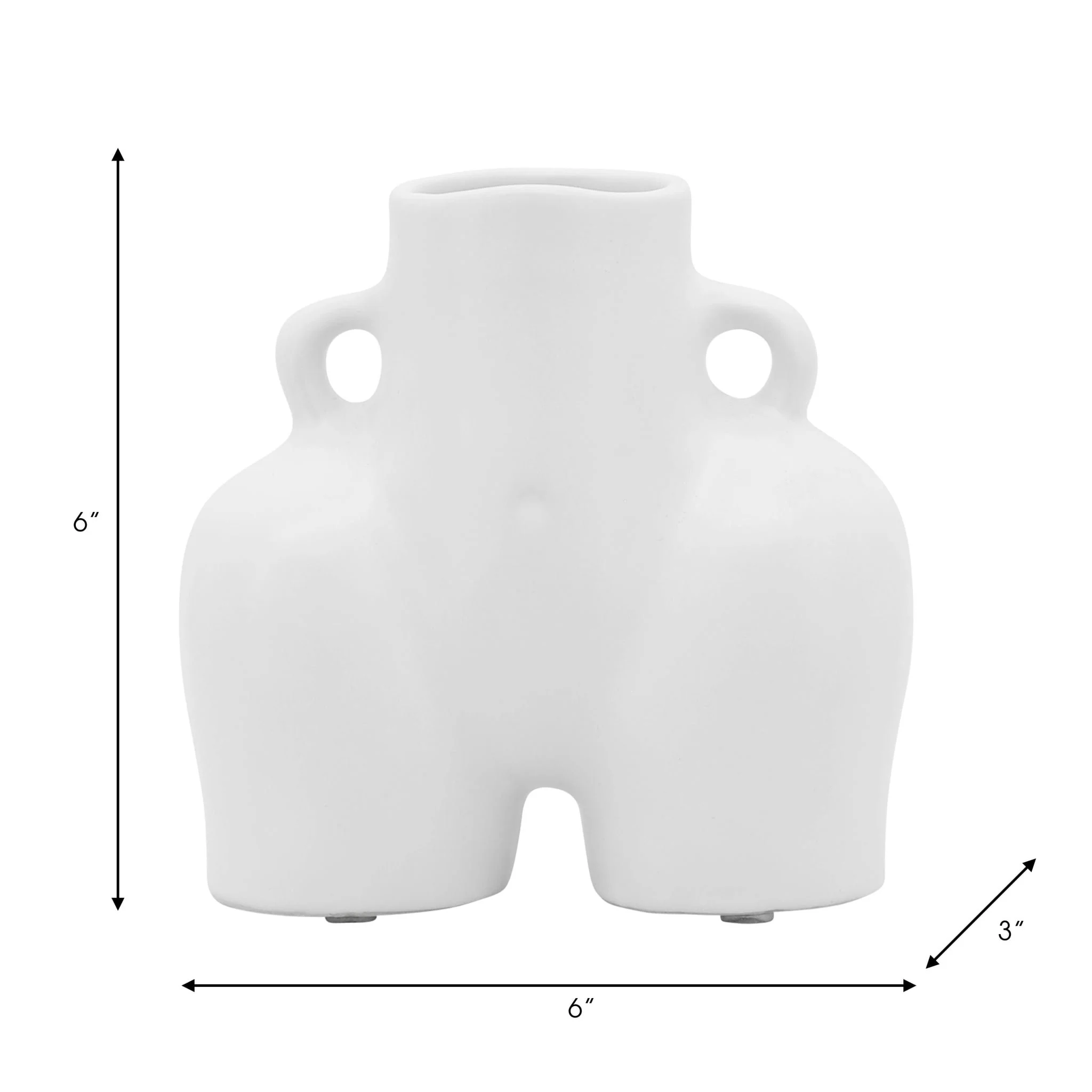 Cer, 6" Half Body Vase, White - Image 8