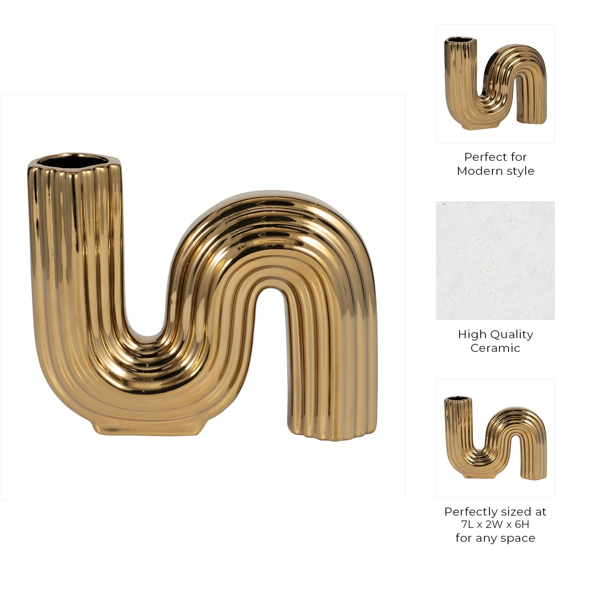 Cer, 6" Loopy Vase, Gold - Image 9