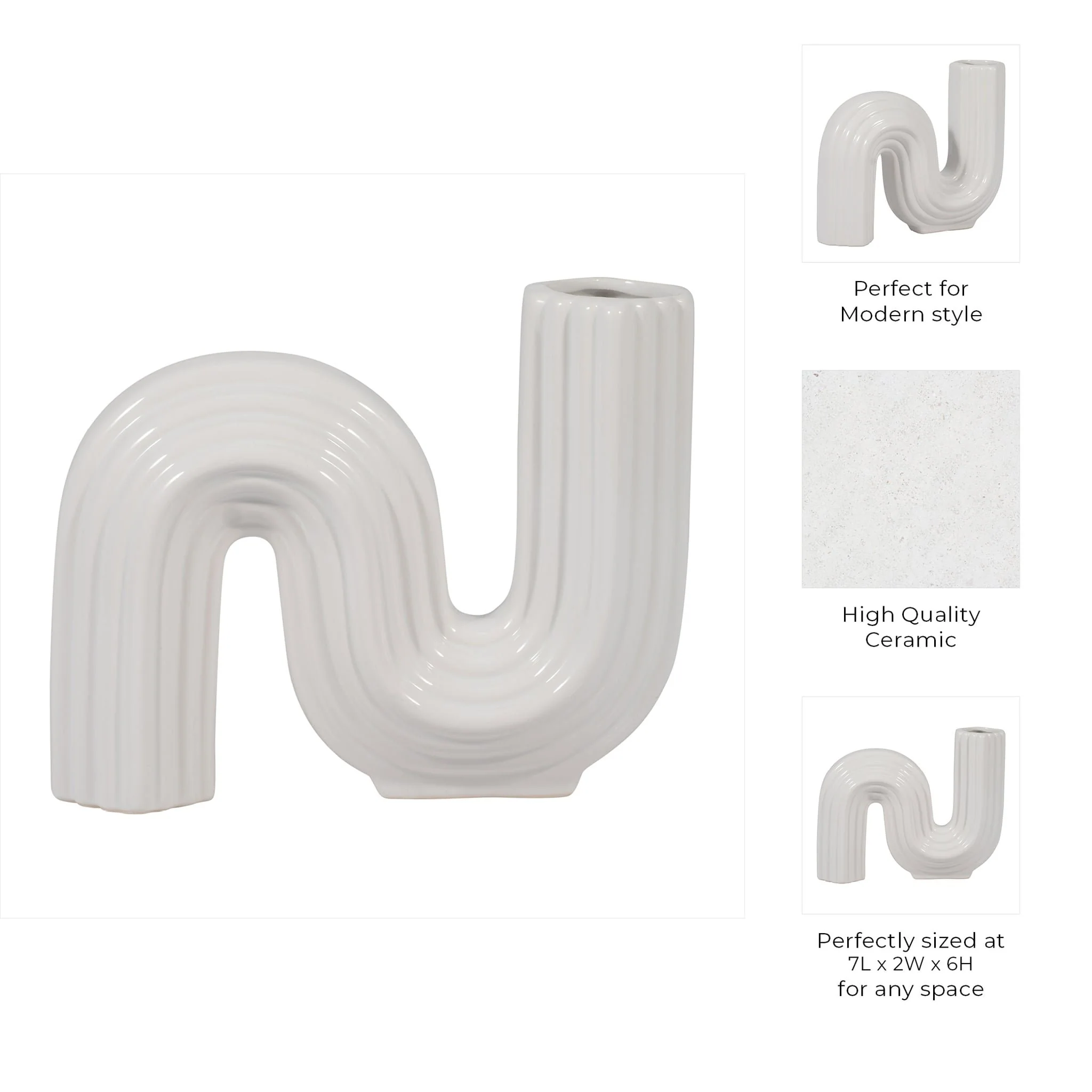 Cer, 6" Loopy Vase, White - Image 10