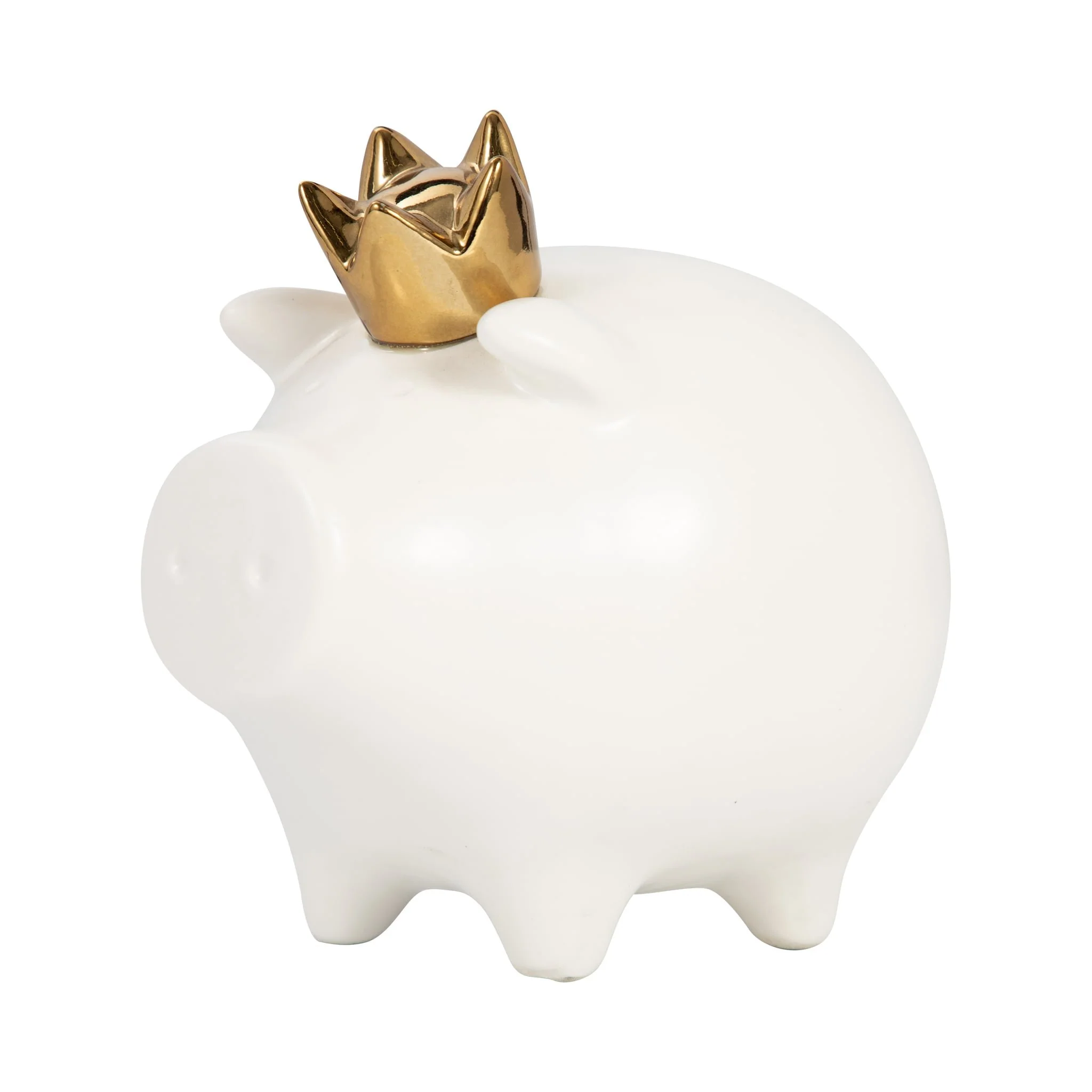 Cer, 6" Pig With Crown, White - Image 2
