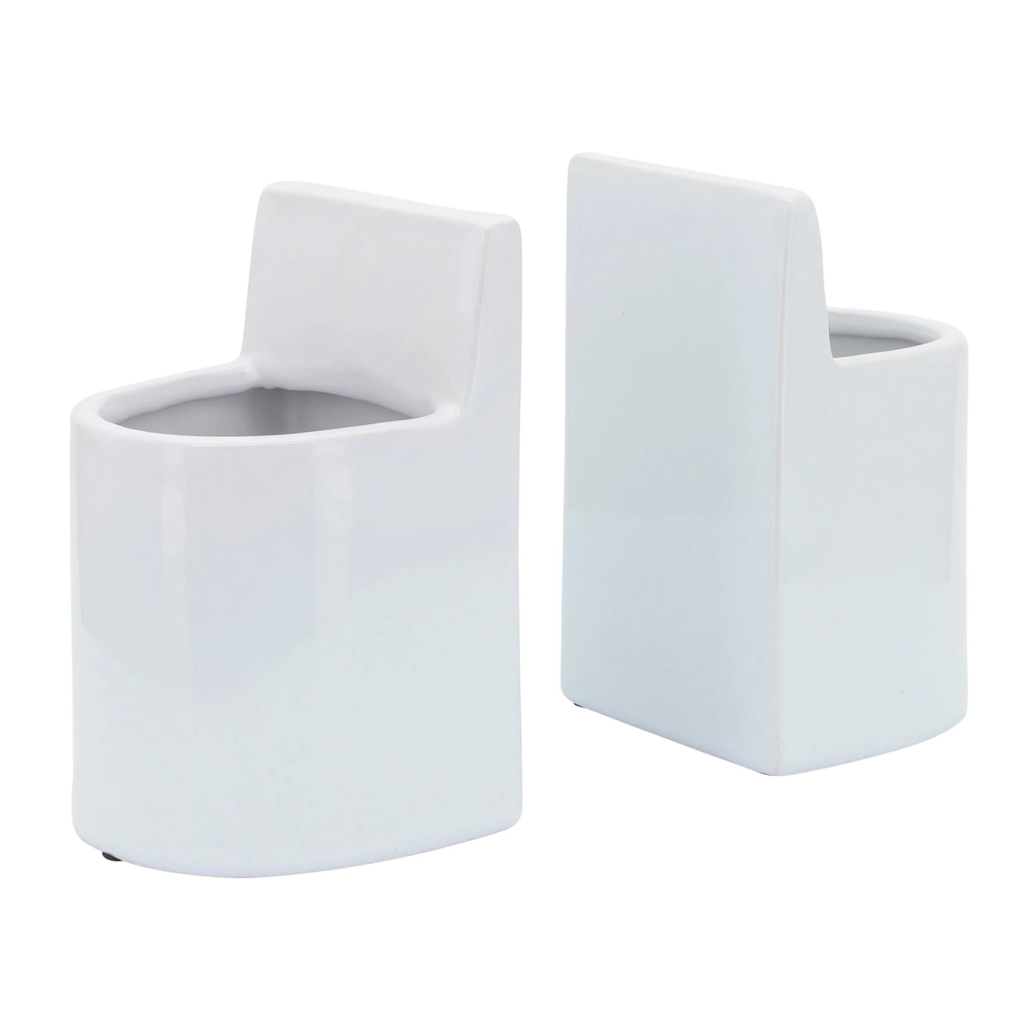 Cer, 6" Pouch Bookends, White - Image 2