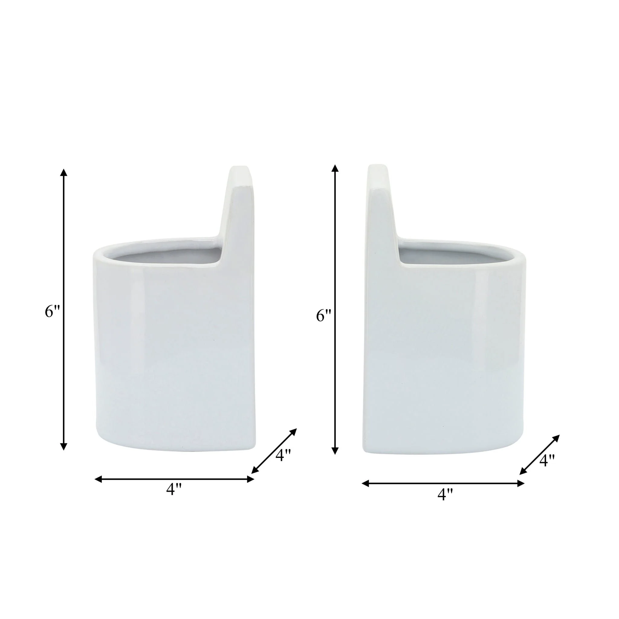 Cer, 6" Pouch Bookends, White - Image 5