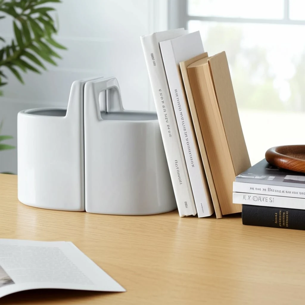 Cer, 6" Pouch Bookends, White - Image 7