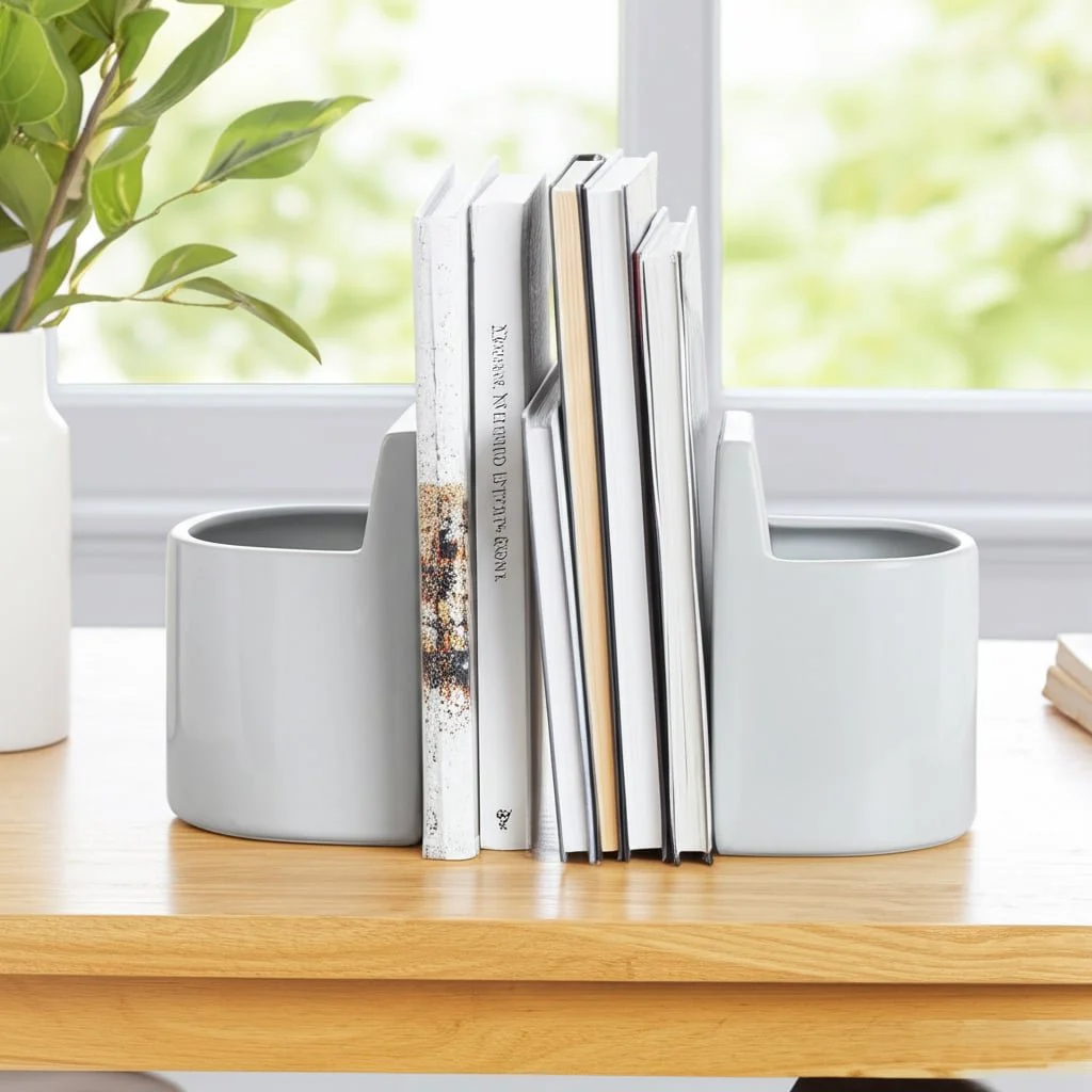 Cer, 6" Pouch Bookends, White - Image 8