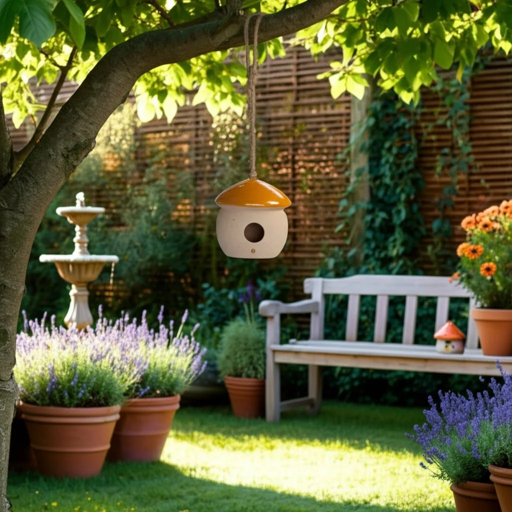 Cer, 6" Round Bird Feeder, Dark Orange - Image 11