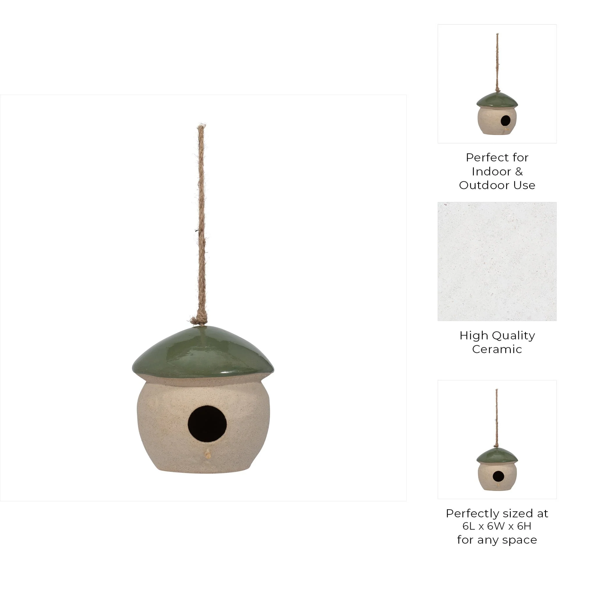 Cer, 6" Round Bird Feeder, Green - Image 10
