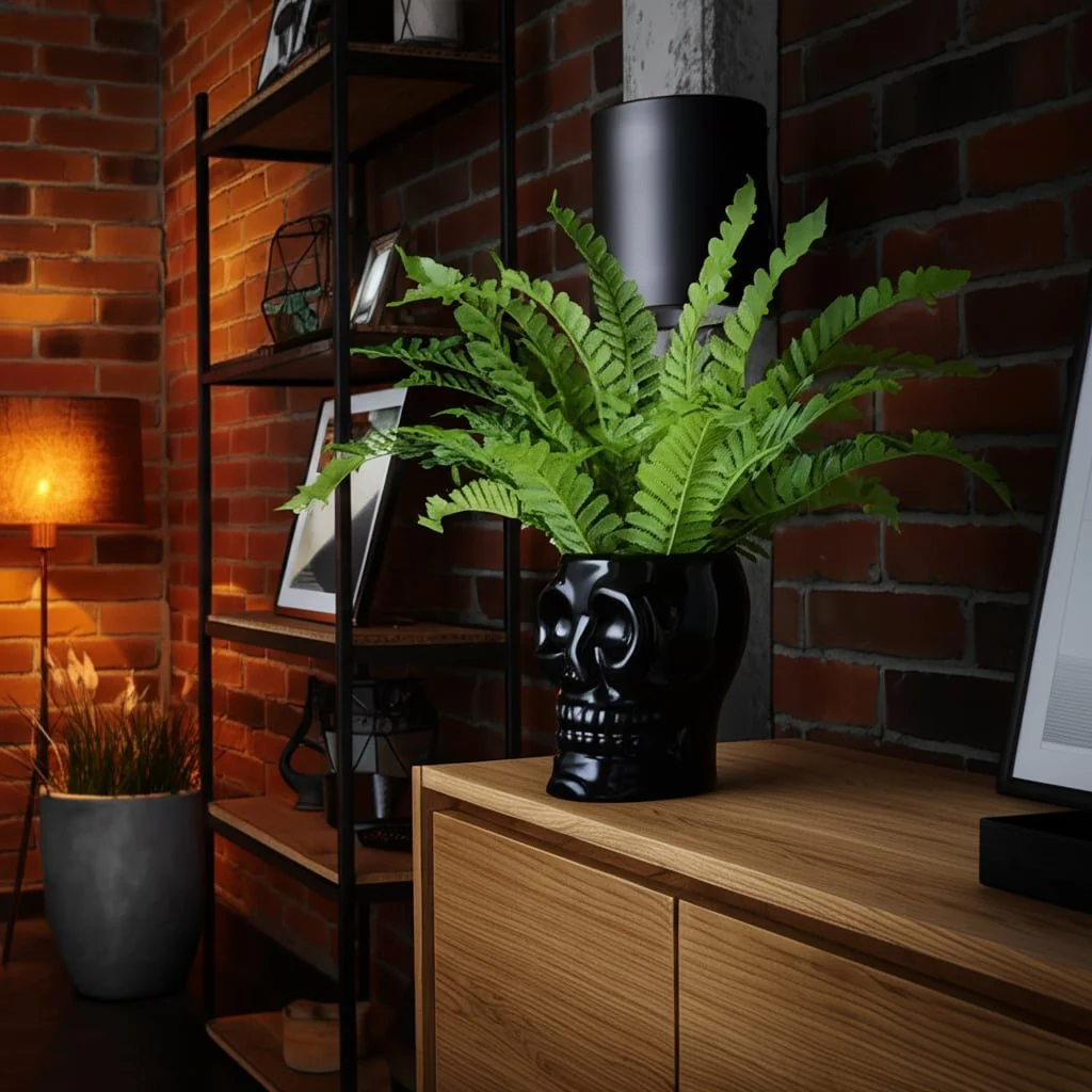 Cer, 6" Skull Vase, Black - Image 8