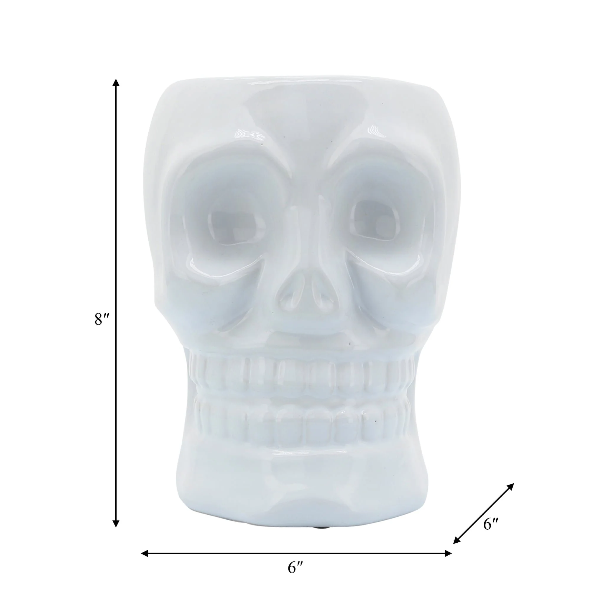 Cer, 6" Skull Vase, White - Image 6
