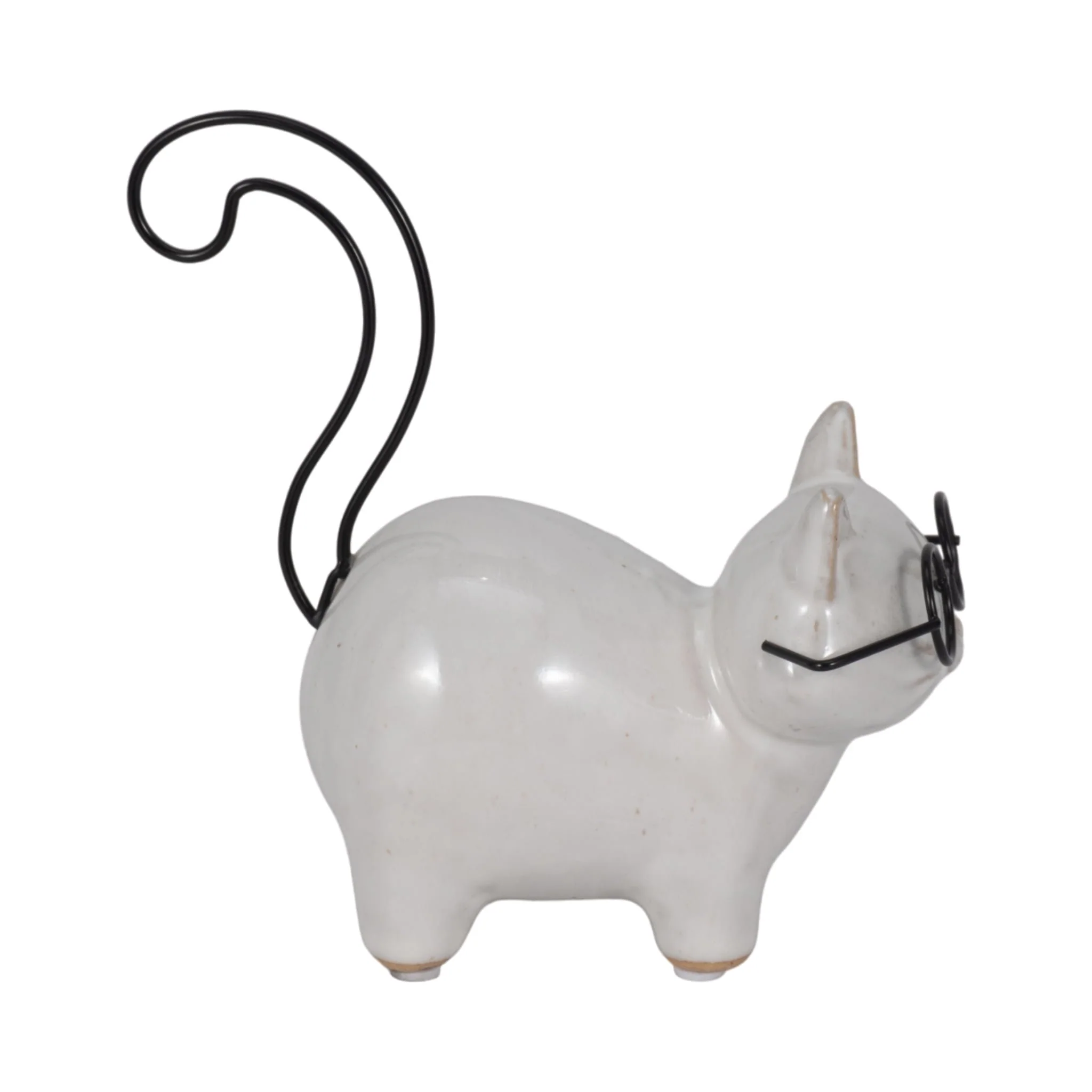 Cer, 6" Standing Kitty, White/black - Image 3