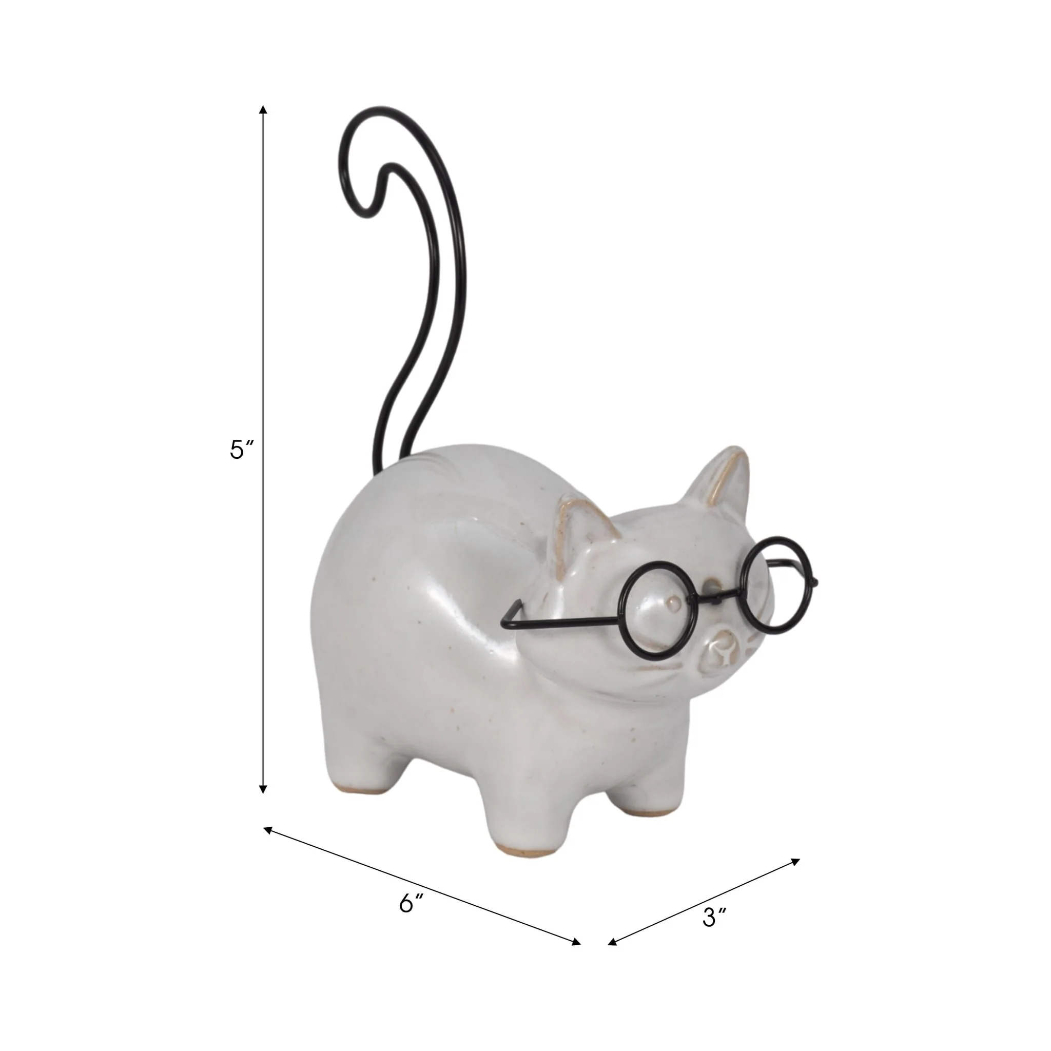 Cer, 6" Standing Kitty, White/black - Image 8