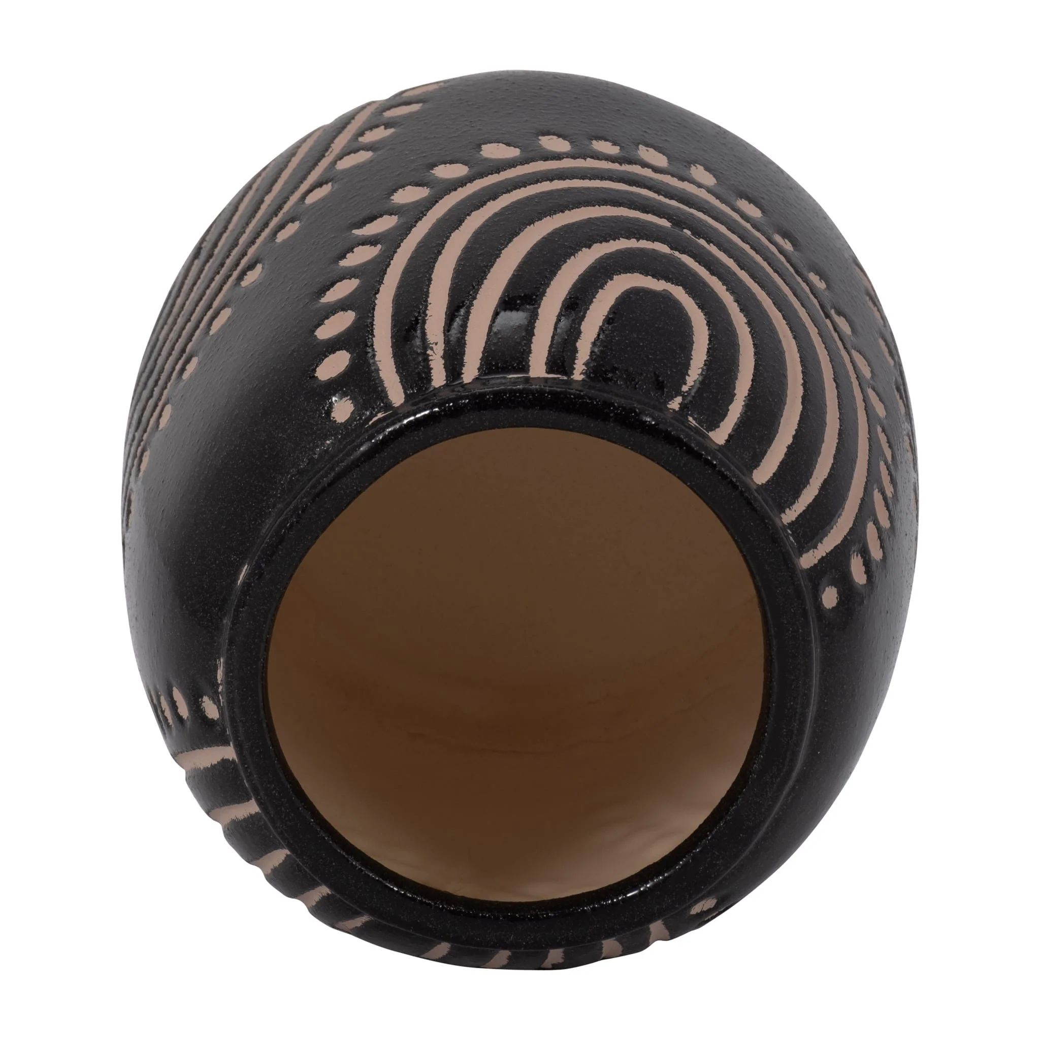 Cer, 6" Tribal Arch Vase, Black/tan - Image 5