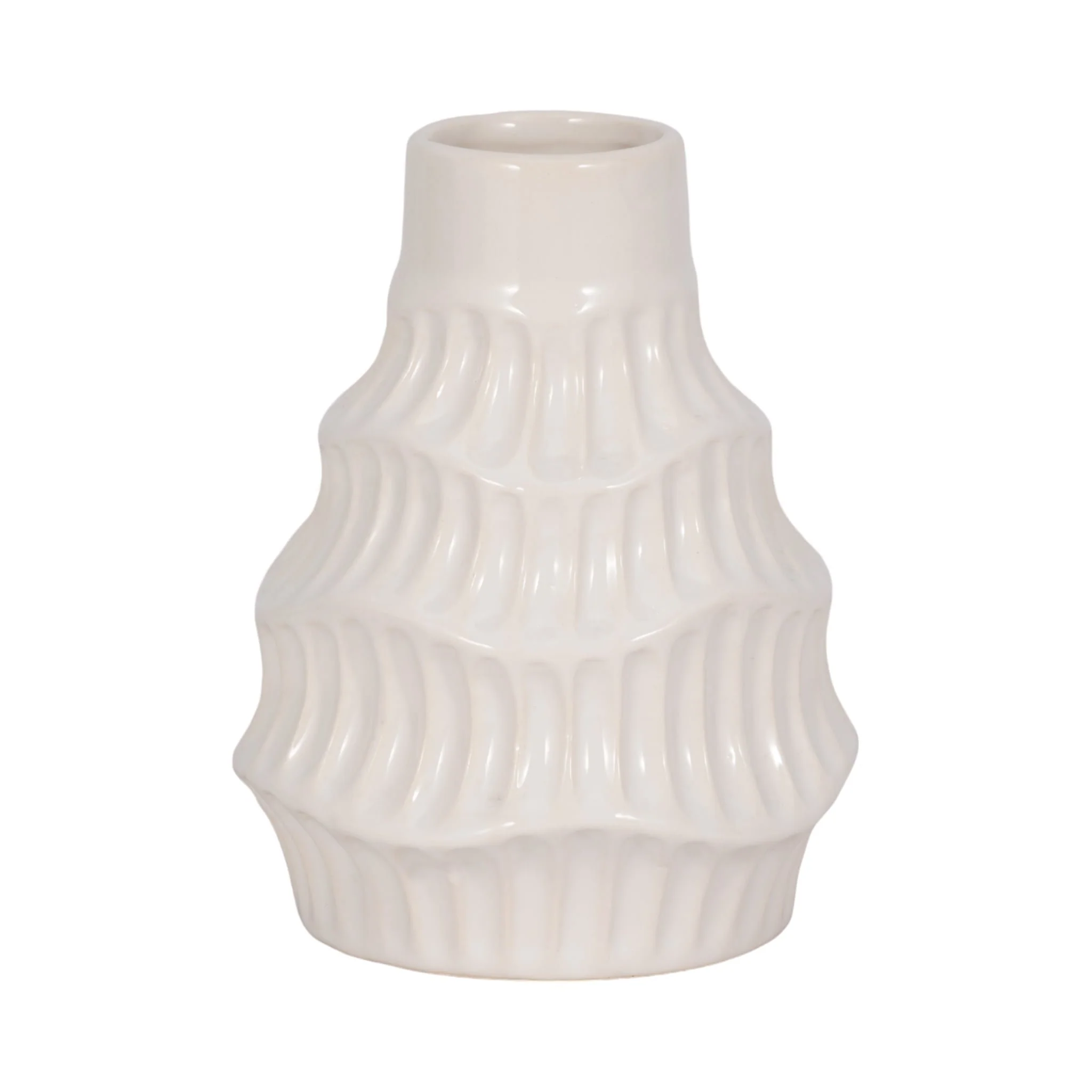 Cer, 6" Wavy Vase, White - Image 3