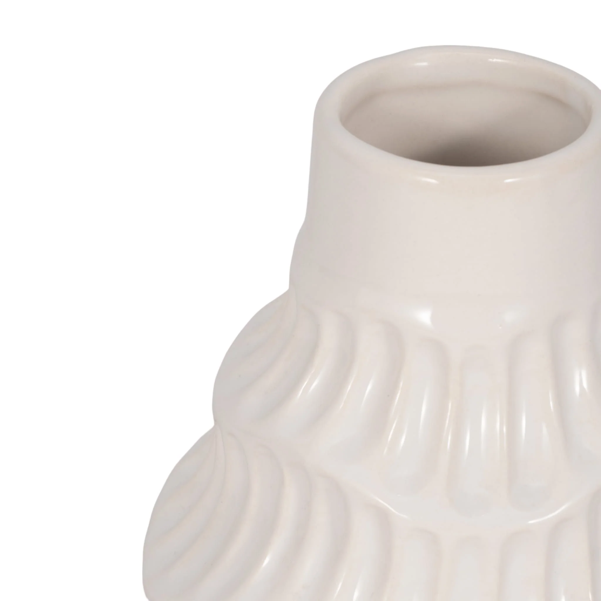 Cer, 6" Wavy Vase, White - Image 4