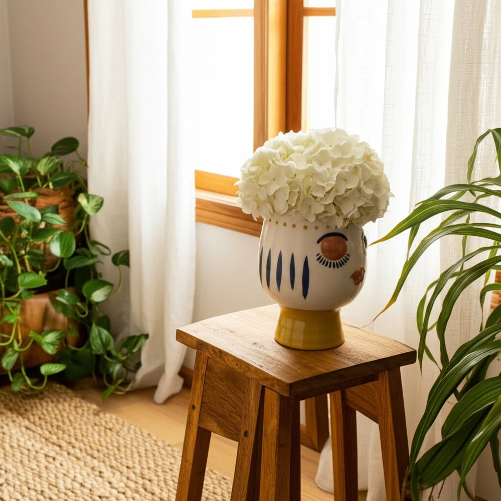 Cer, 6"d Face Vase, Multi - Image 10