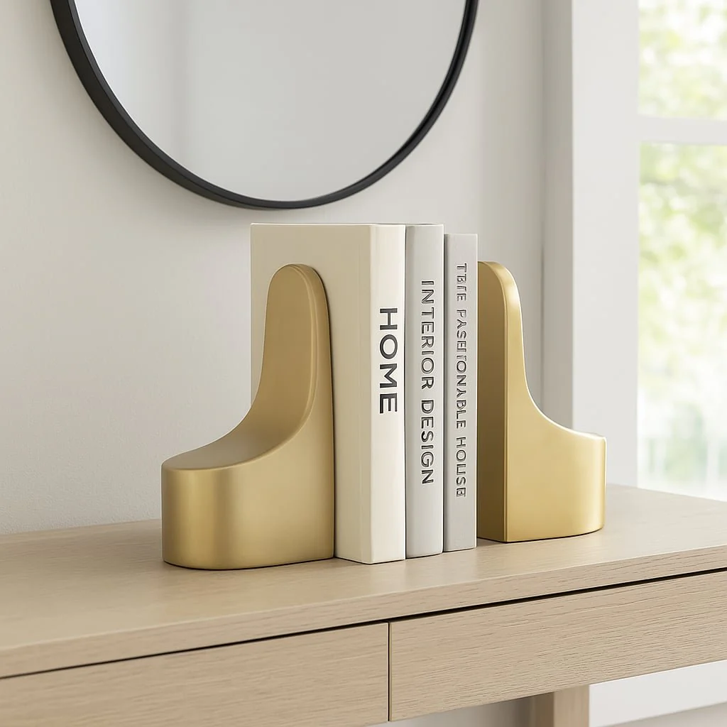 Cer, 6"h Contemporary Bookends, Gold - Image 11