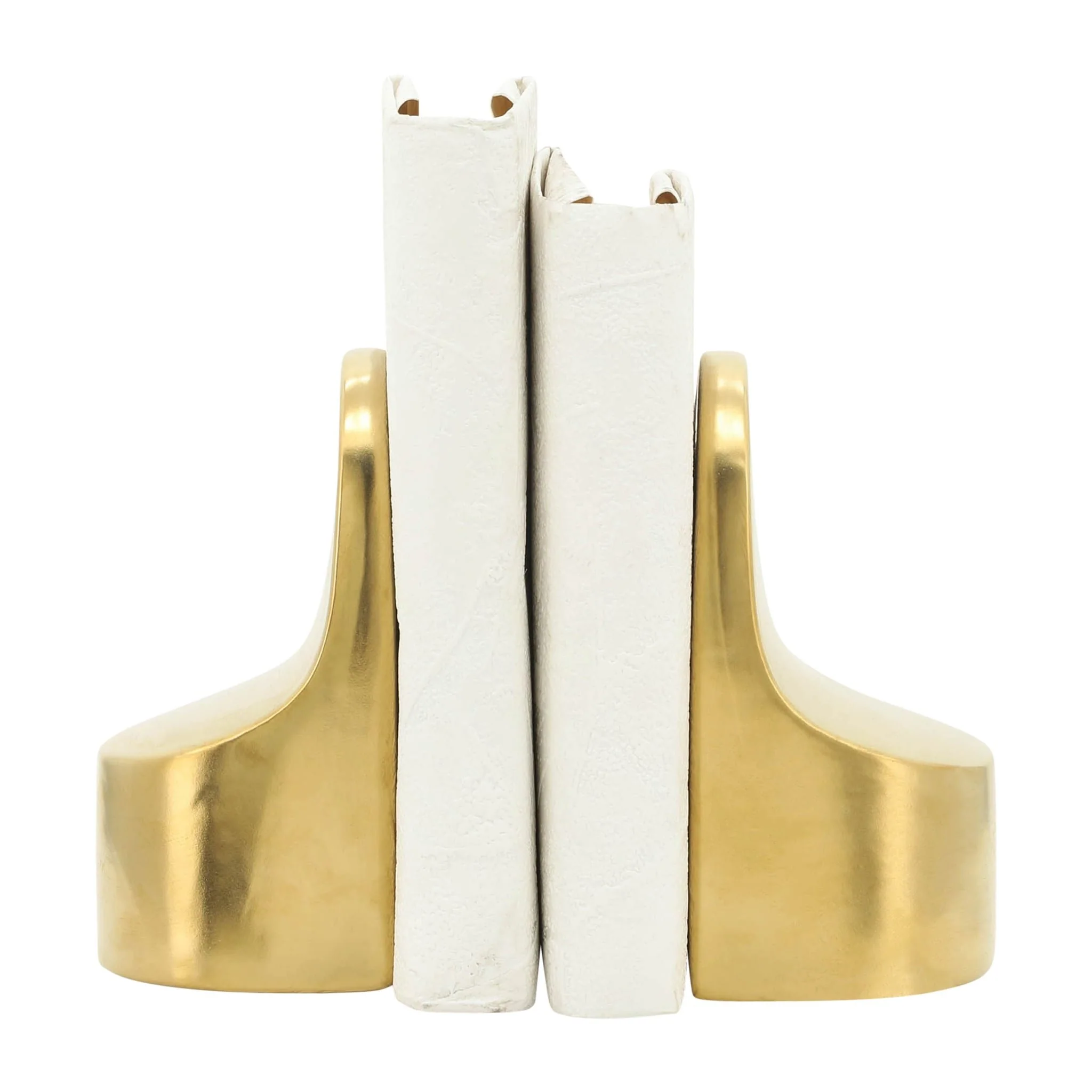 Cer, 6"h Contemporary Bookends, Gold - Image 2