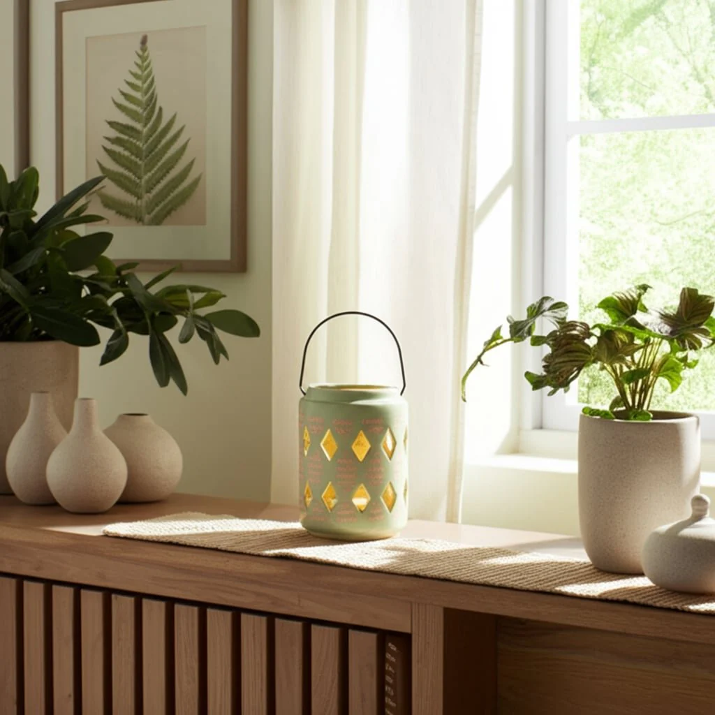 Cer, 6"h Diamond Cut Out Lantern, Cucumber - Image 11