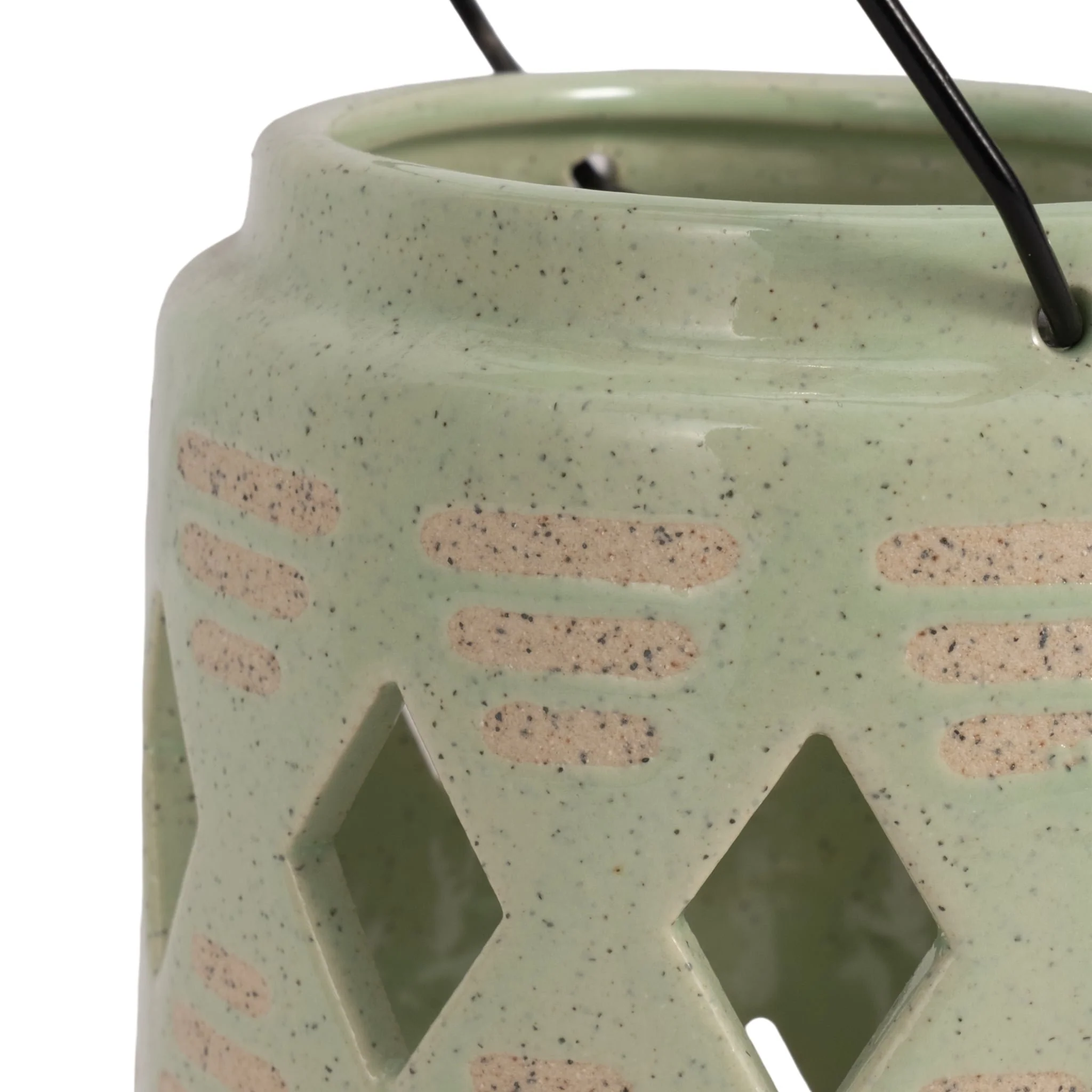Cer, 6"h Diamond Cut Out Lantern, Cucumber - Image 5