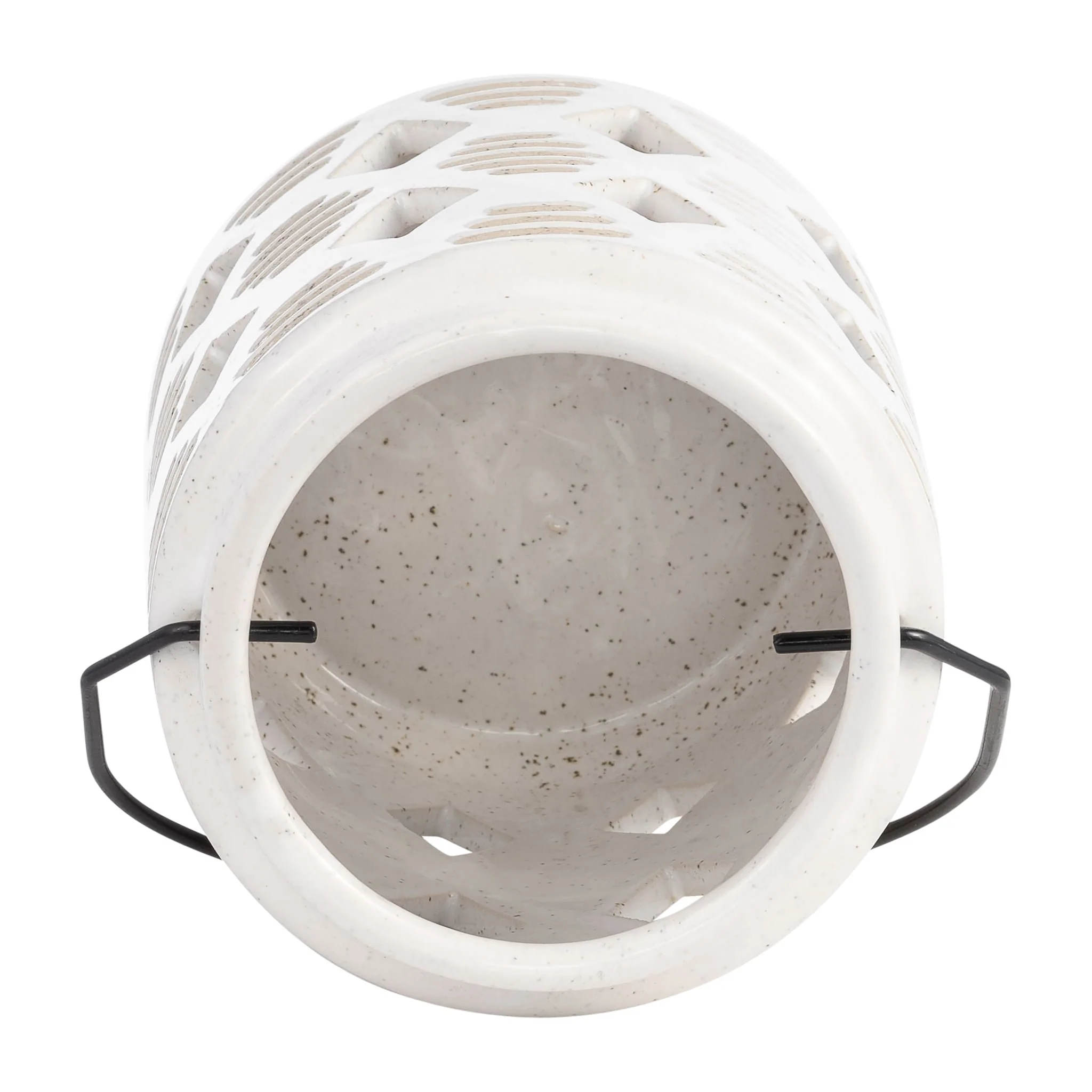 Cer, 6"h Diamond Cut Out Lantern, Ivory - Image 4