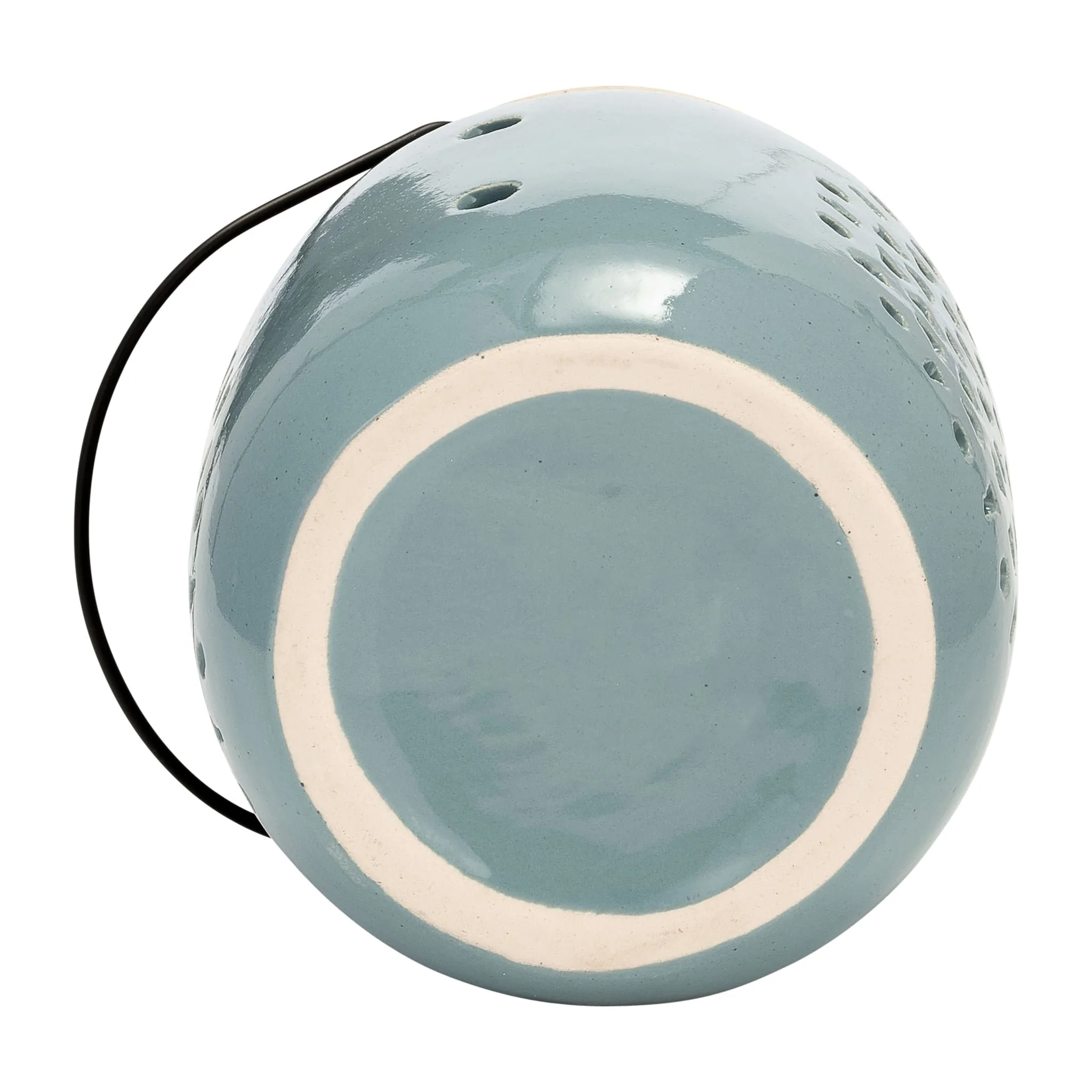 Cer, 6"h Flower Cut Out Lantern, Cameo Blue - Image 7