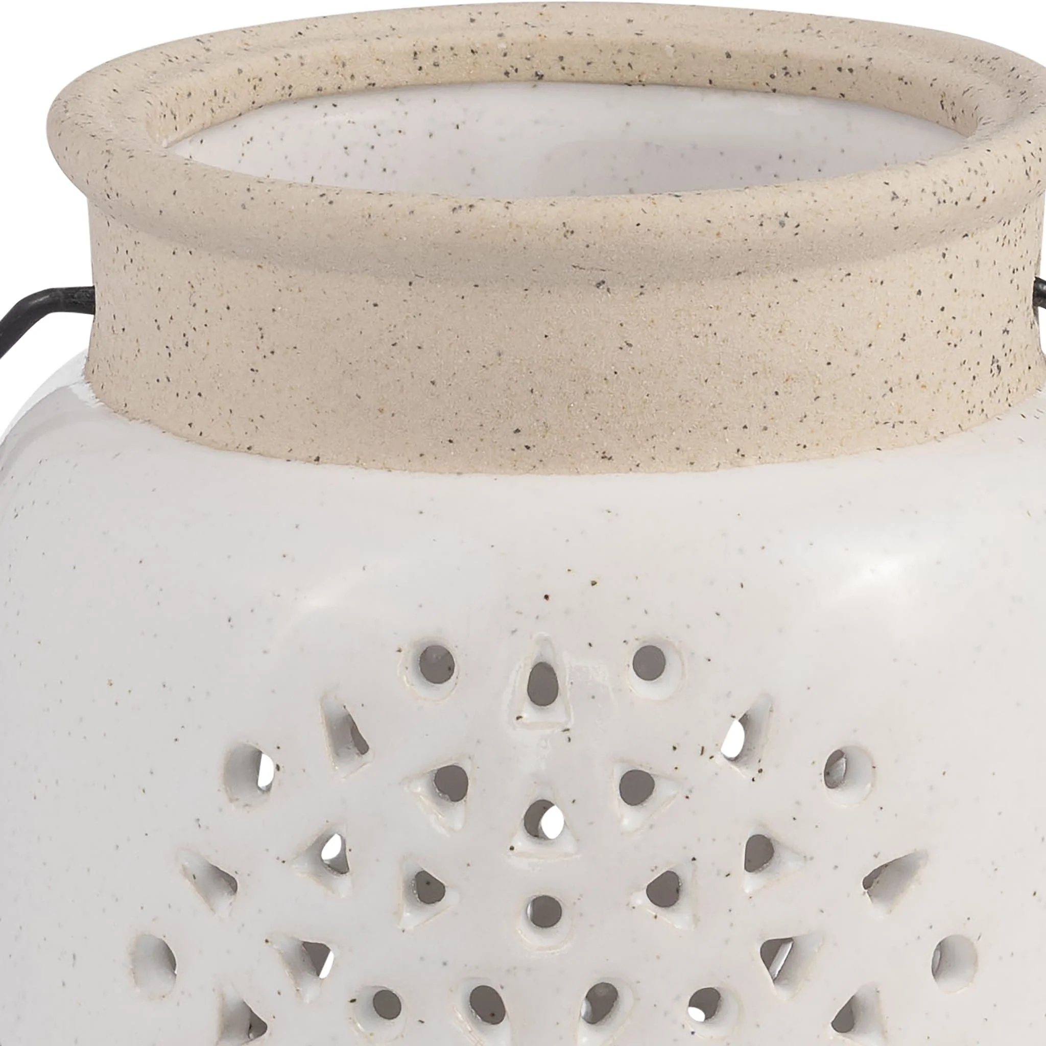 Cer, 6"h Flower Cut Out Lantern, Ivory - Image 4