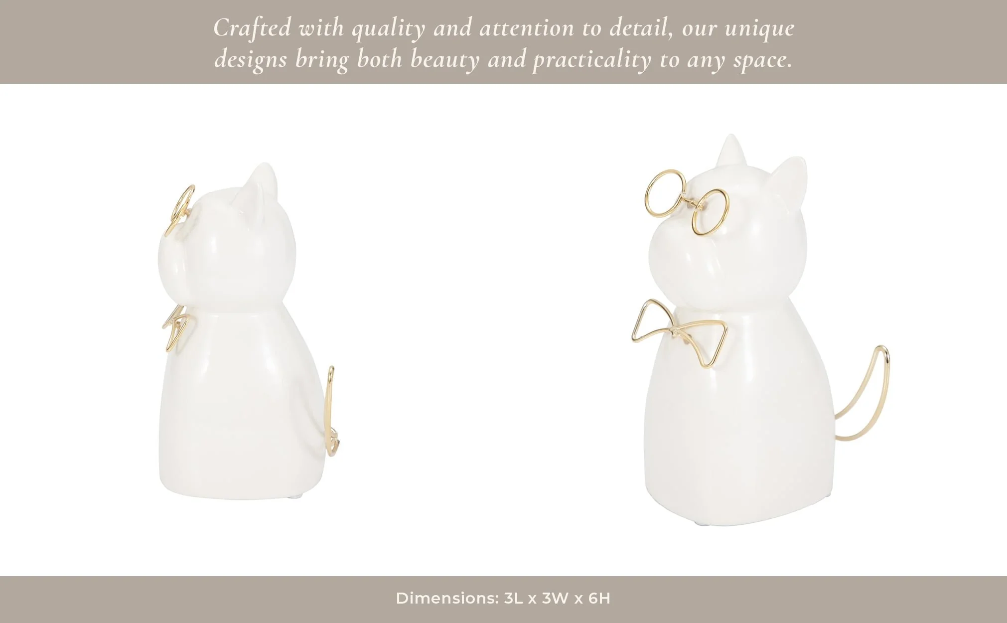 Cer 6"h, Puppy With Gold Glasses And Bowtie, Wht - Image 14