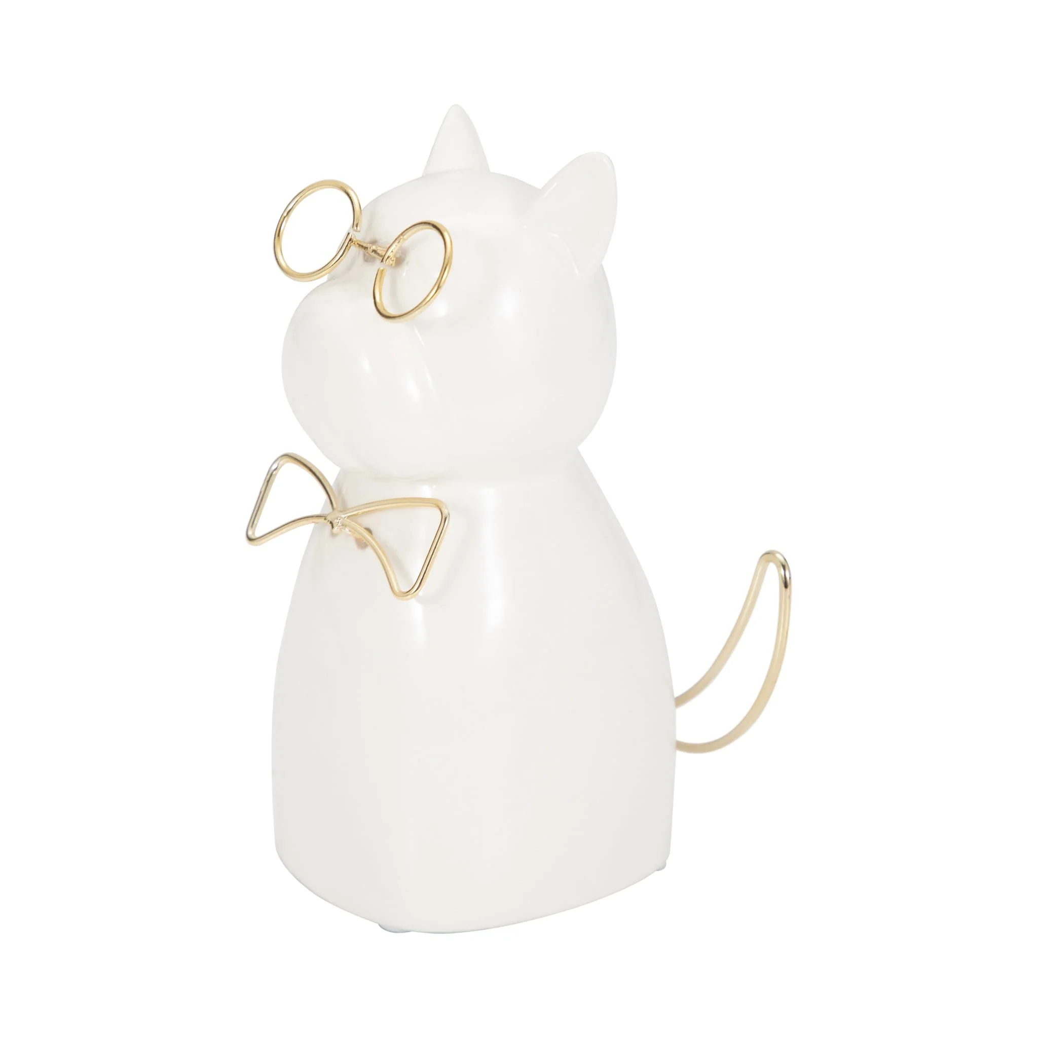 Cer 6"h, Puppy With Gold Glasses And Bowtie, Wht - Image 2