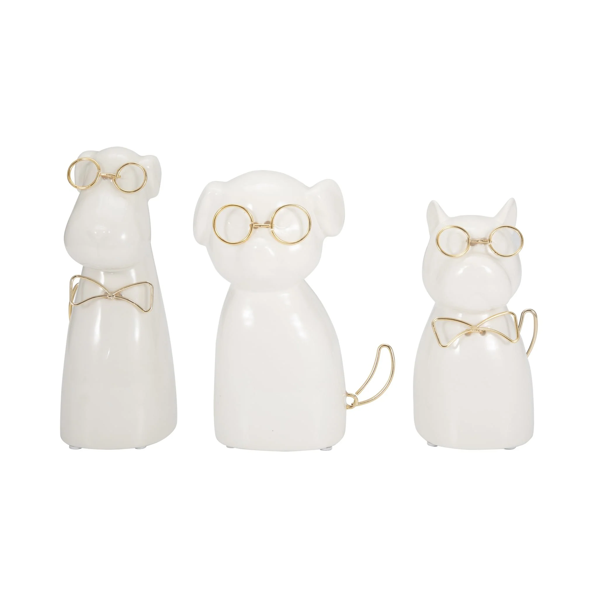 Cer 6"h, Puppy With Gold Glasses And Bowtie, Wht - Image 8