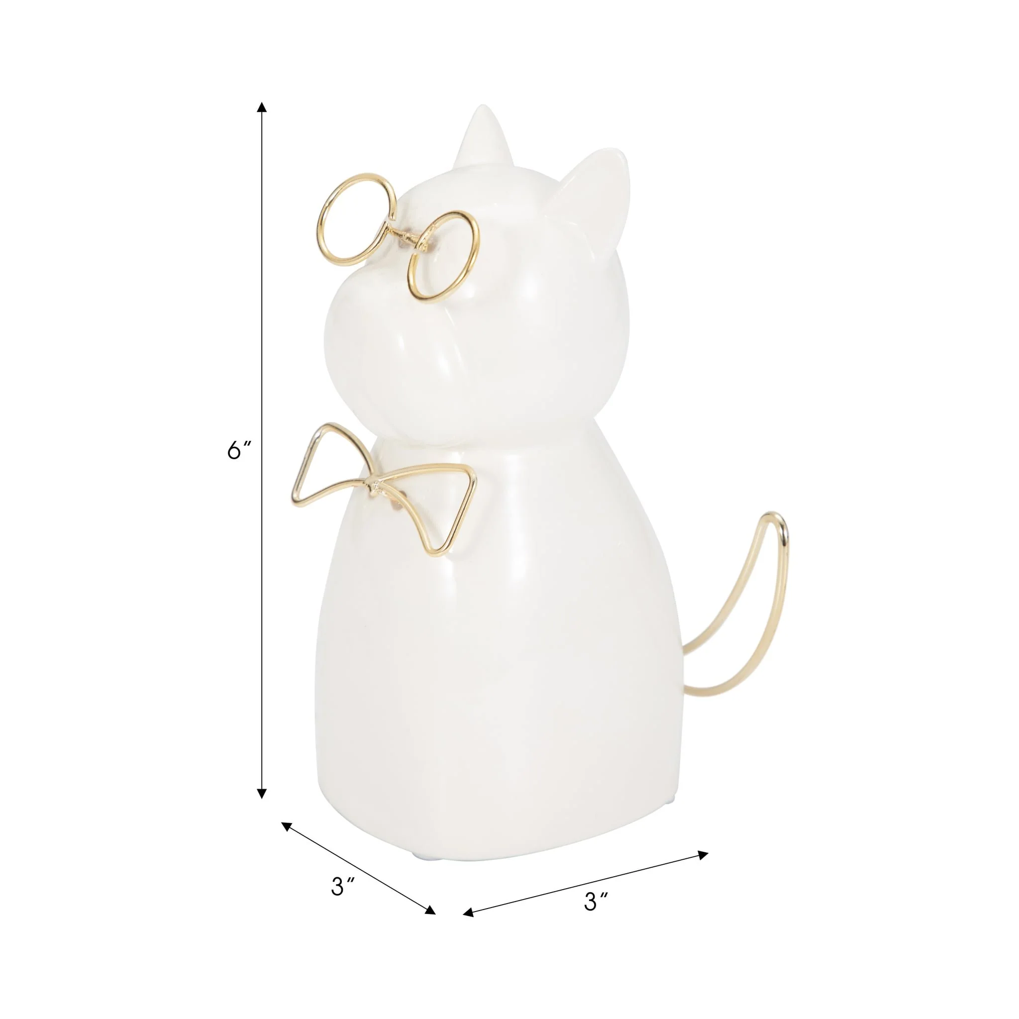 Cer 6"h, Puppy With Gold Glasses And Bowtie, Wht - Image 9