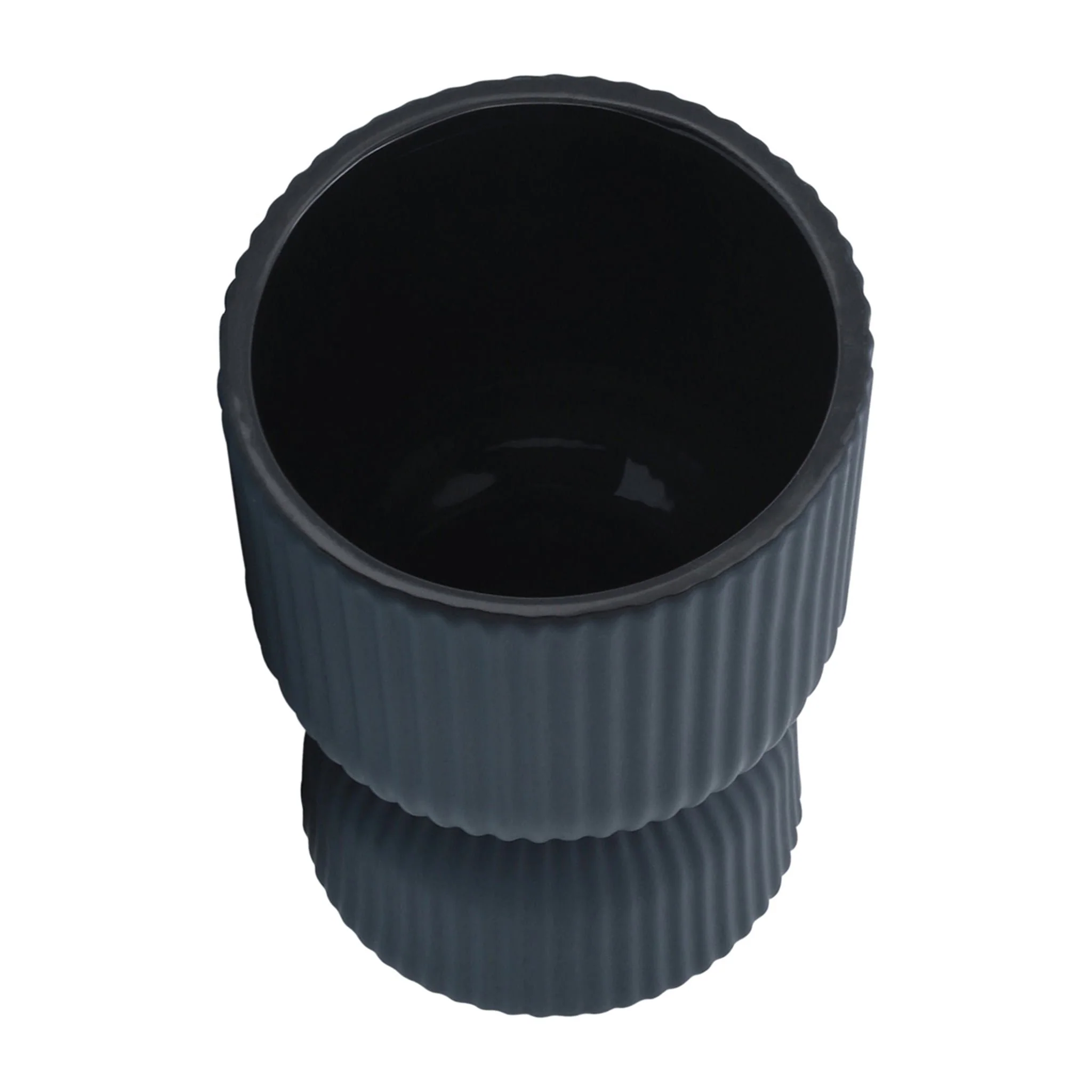 Cer, 6"h Ribbed Vase, Navy - Image 3