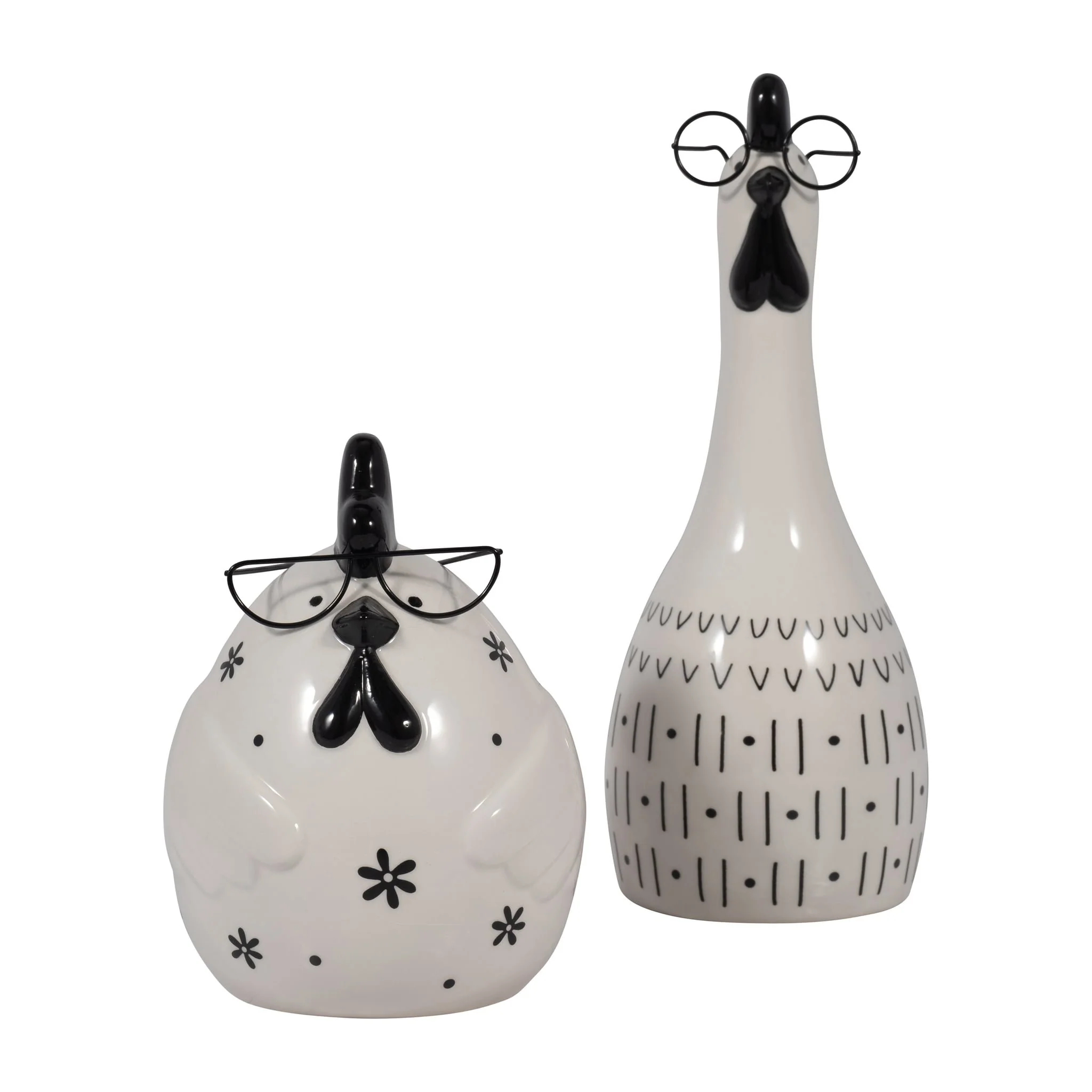 Cer, 7" Chubby Rooster With Glasses, Black/white - Image 8